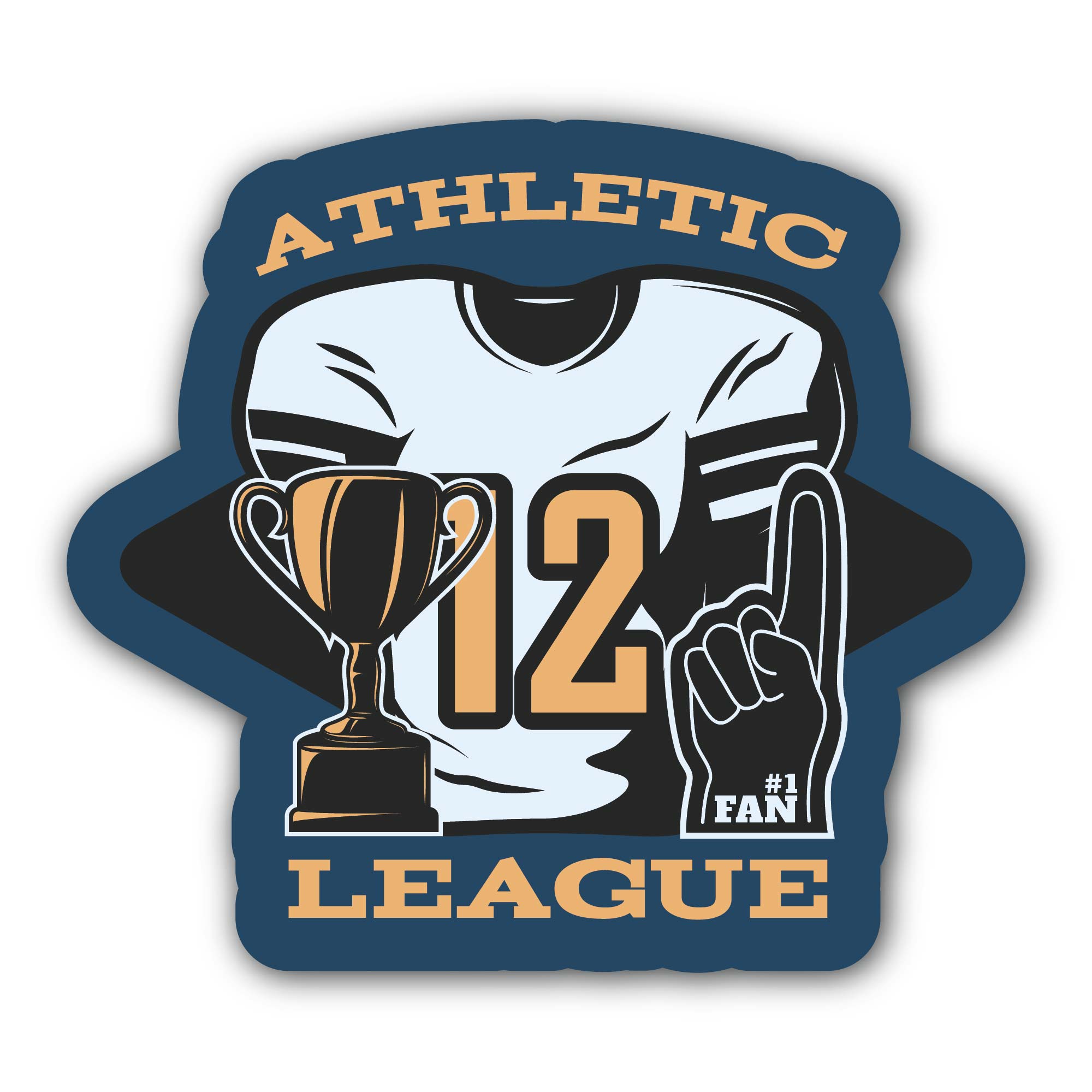 Athletic League Champions Sticker, Waterproof Vinyl Decal Sticker Indoor Or Outdoor 2 (Pieces) 3" and 5"
