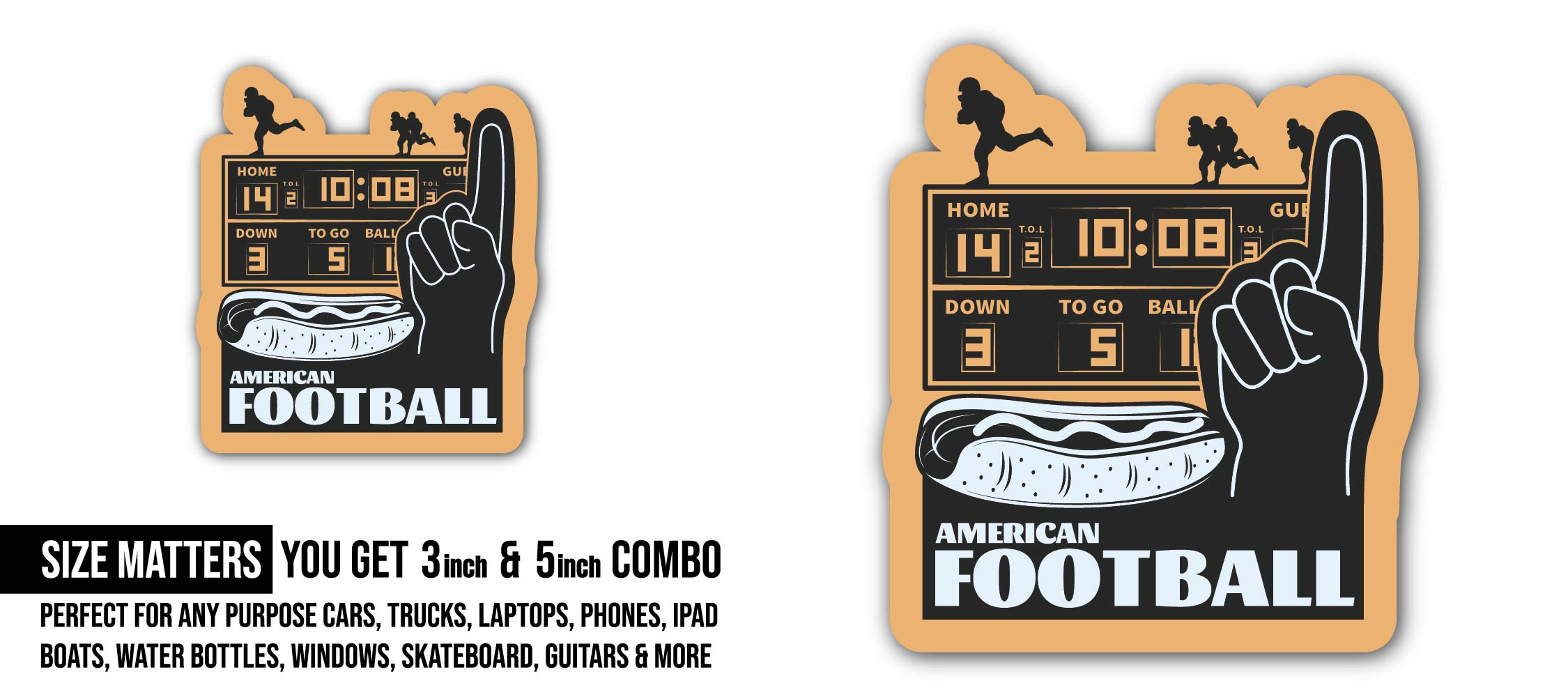 American Football Scoreboard Sticker, Waterproof Vinyl Decal Sticker Indoor Or Outdoor 2 (Pieces) 3" and 5"