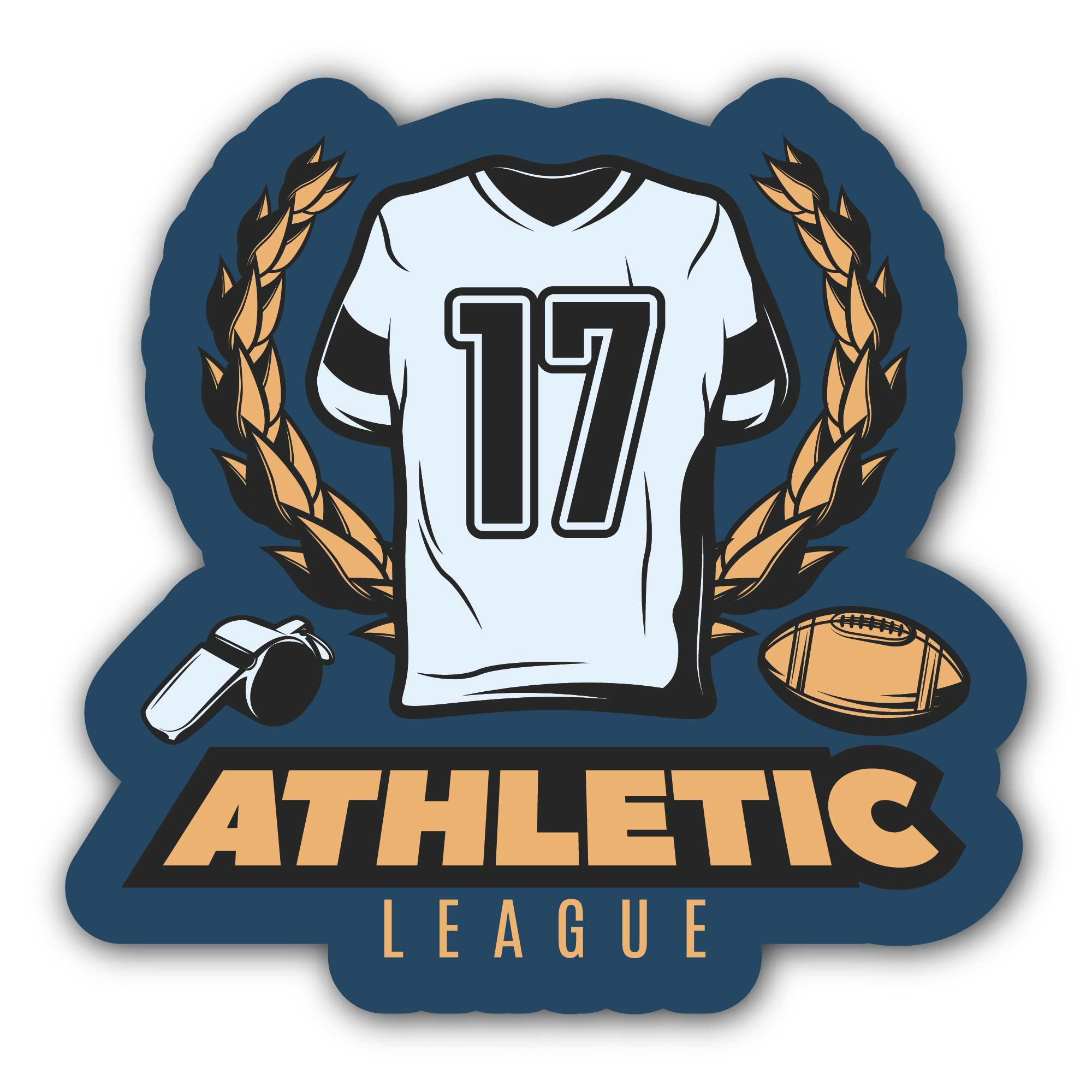 Athletic League 17 logo Sticker, Waterproof Vinyl Decal Sticker Indoor Or Outdoor 2 (Pieces) 3" and 5"