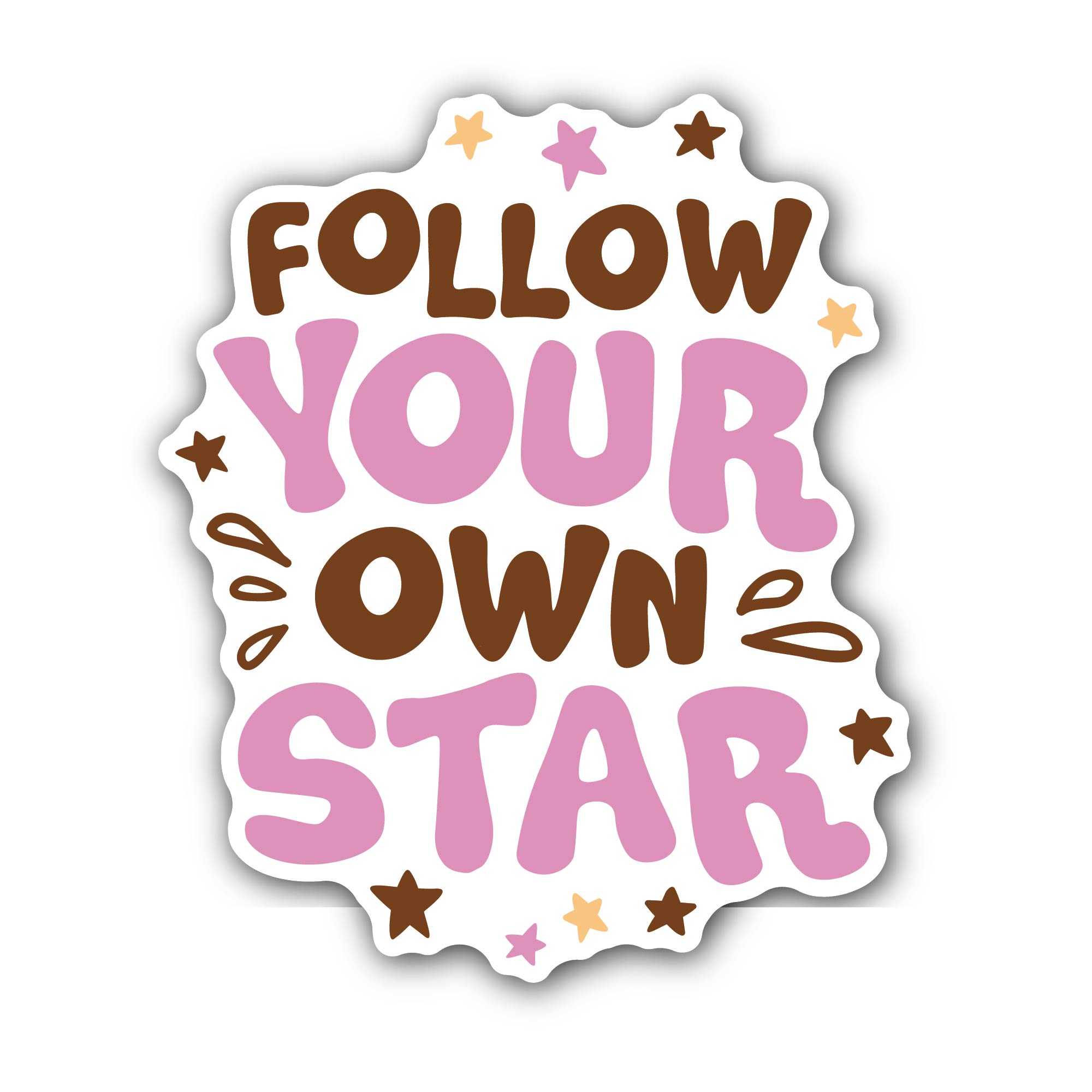 Follow You Own Star Sticker, Waterproof Vinyl Decal Sticker Indoor Or Outdoor 2 (Pieces) 3" and 5"