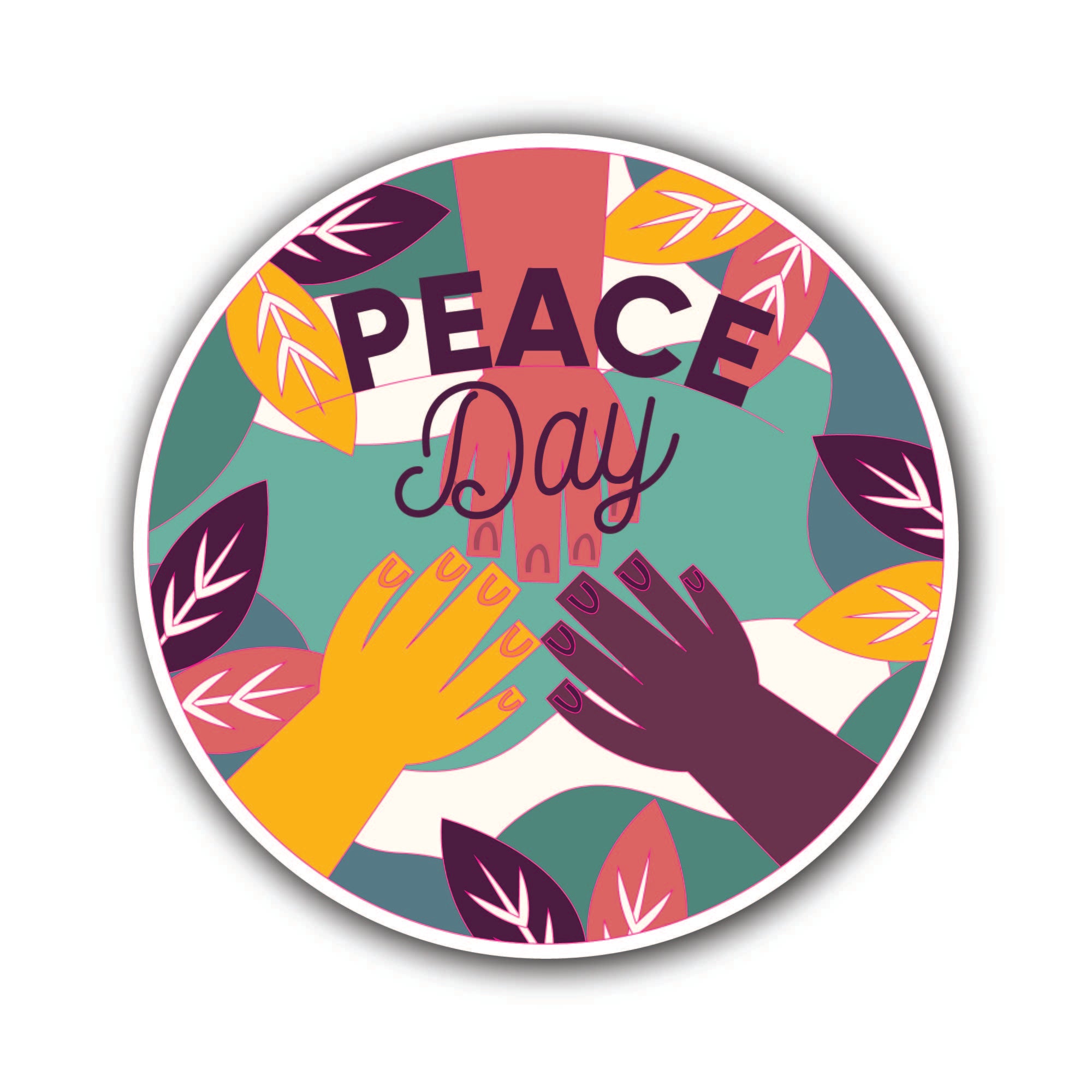 Peace day Sticker, Waterproof Vinyl Decal Sticker Indoor Or Outdoor 2 (Pieces) 3" and 5"