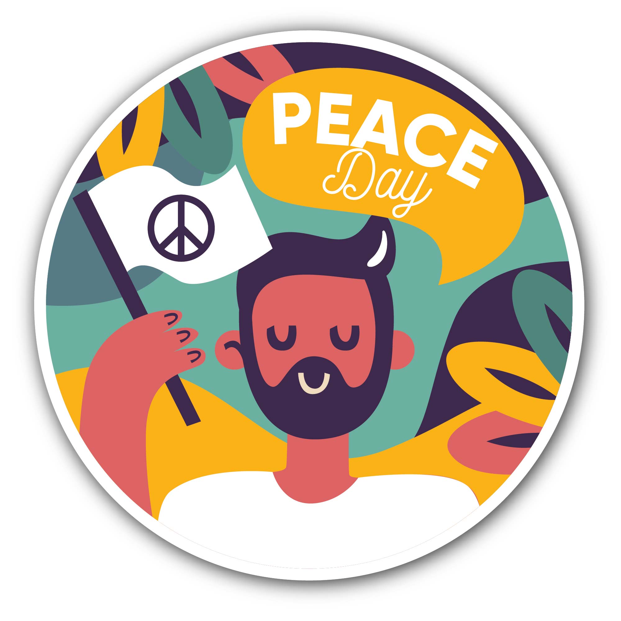 Man Holding Peace Flag Sticker, Waterproof Vinyl Decal Sticker Indoor Or Outdoor 2 (Pieces) 3" and 5"