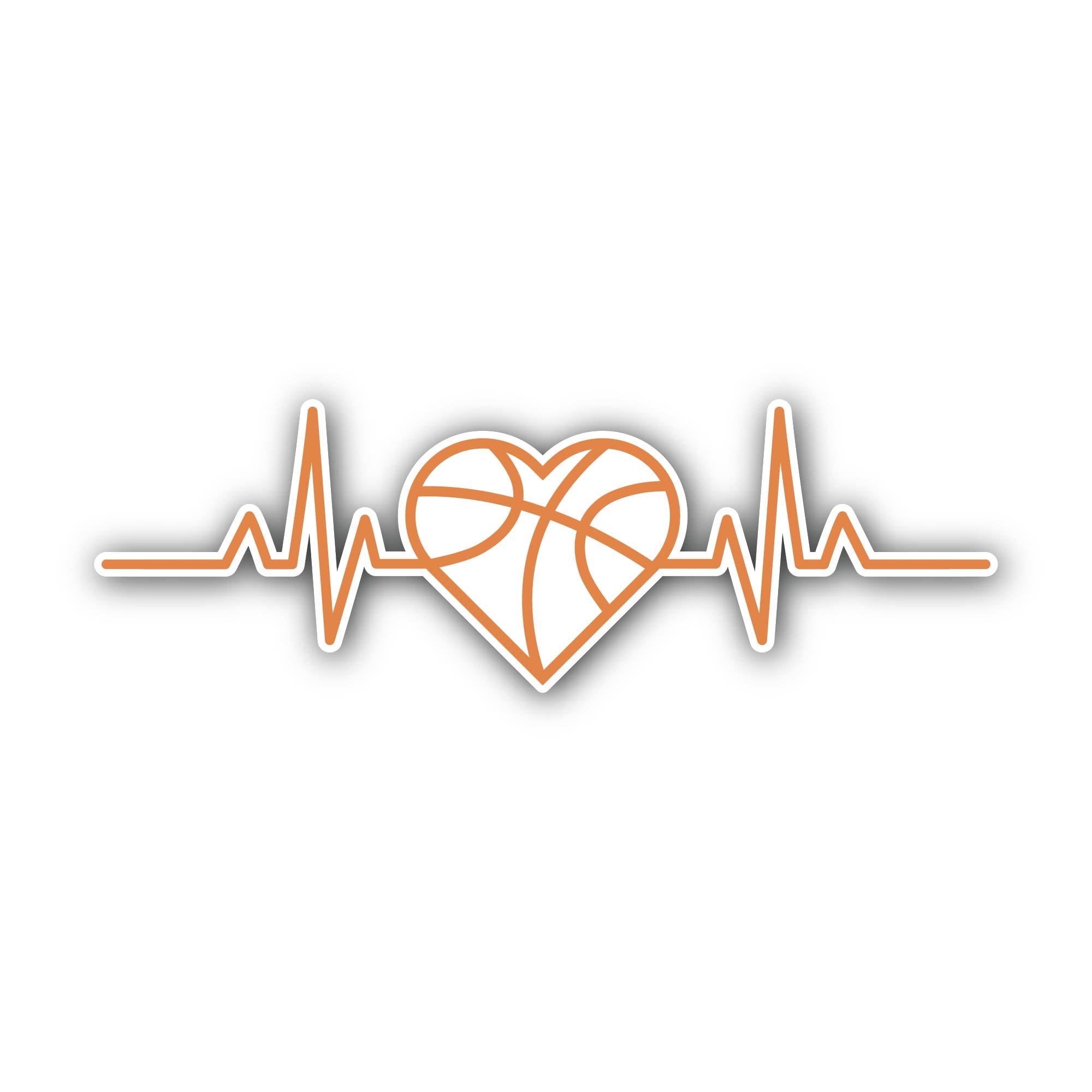 Basketball Heartbeat Sticker, Waterproof Vinyl Decal Sticker Indoor Or Outdoor 2 (Pieces) 3" and 5"
