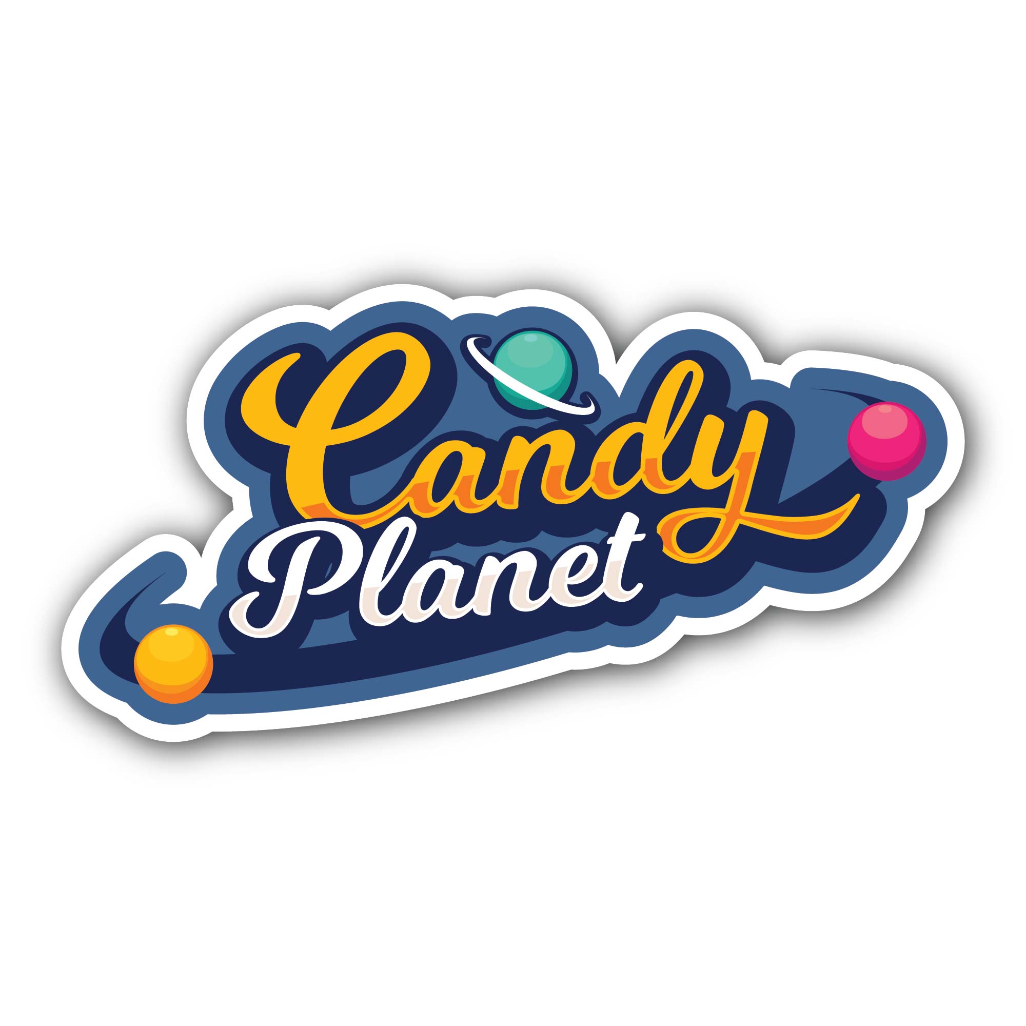 Candy Planet Sticker, Waterproof Vinyl Decal Sticker Indoor Or Outdoor 2 (Pieces) 3" and 5"