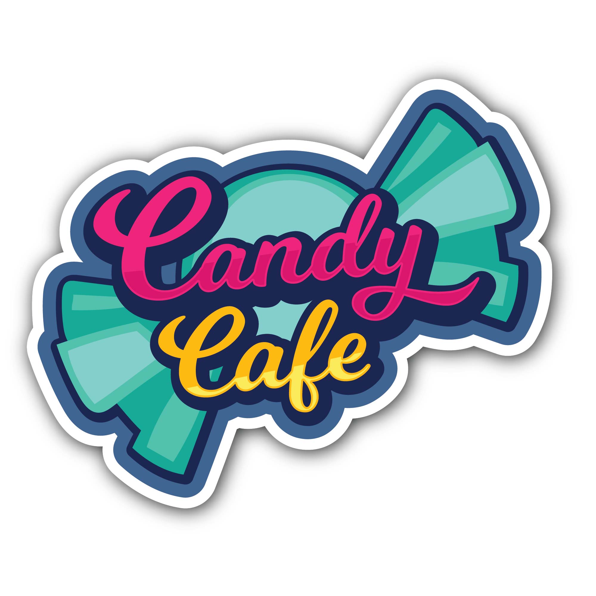 Candy Cafe Sticker, Waterproof Vinyl Decal Sticker Indoor Or Outdoor 2 (Pieces) 3" and 5"