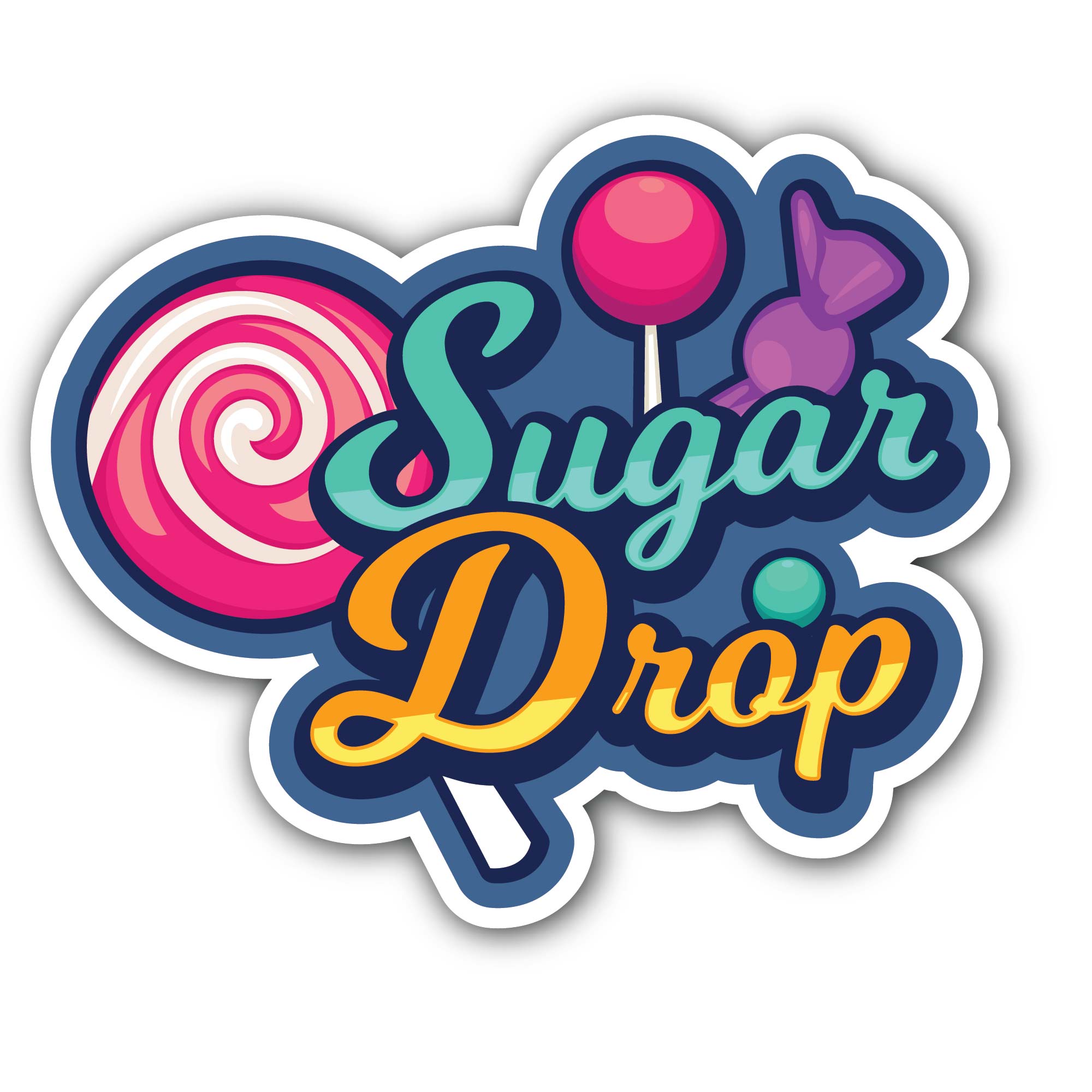 Sugar Drop Sticker, Waterproof Vinyl Decal Sticker Indoor Or Outdoor 2 (Pieces) 3" and 5"