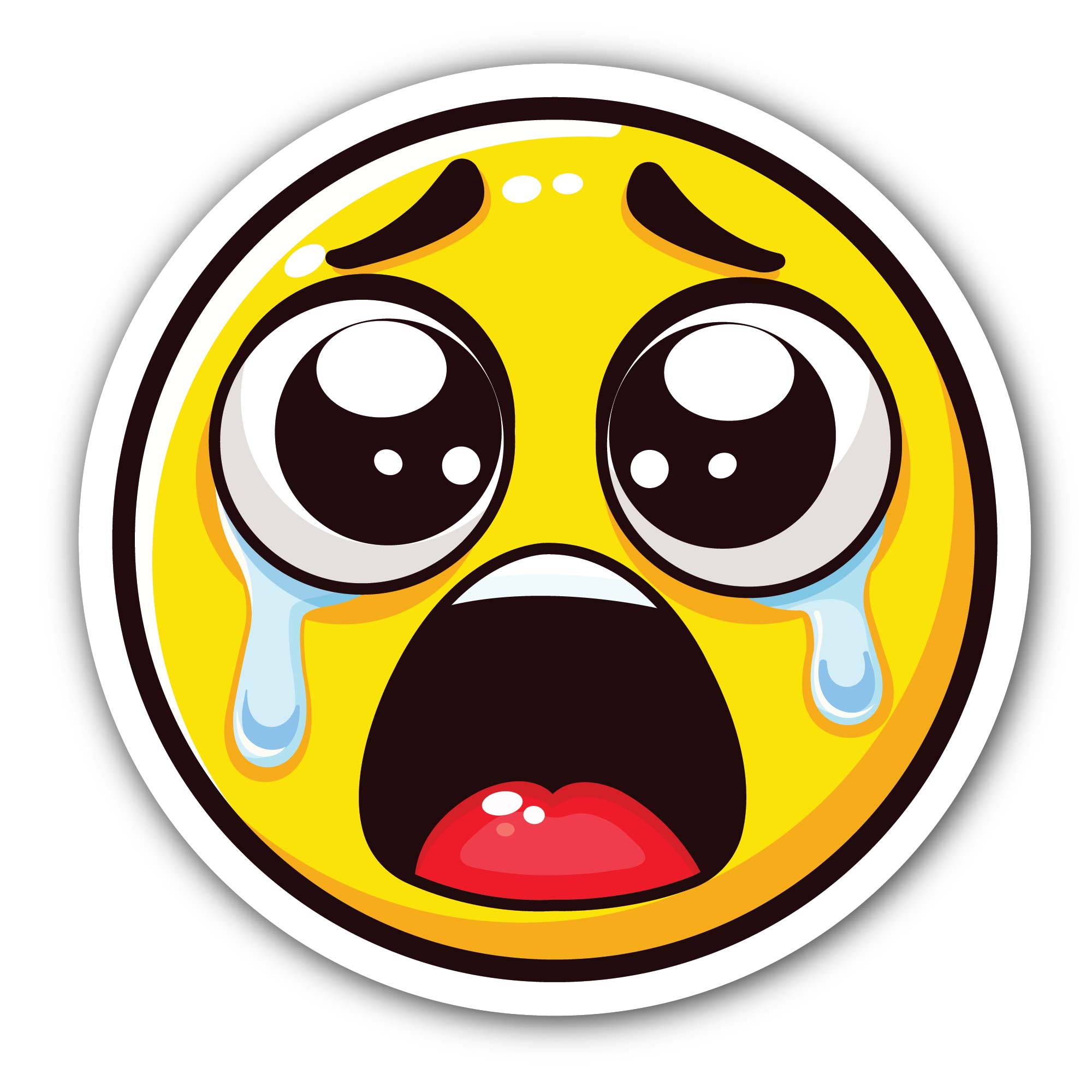 Sad Face Emoji Sticker, Waterproof Vinyl Decal Sticker Indoor Or Outdoor 2 (Pieces) 3" and 5"