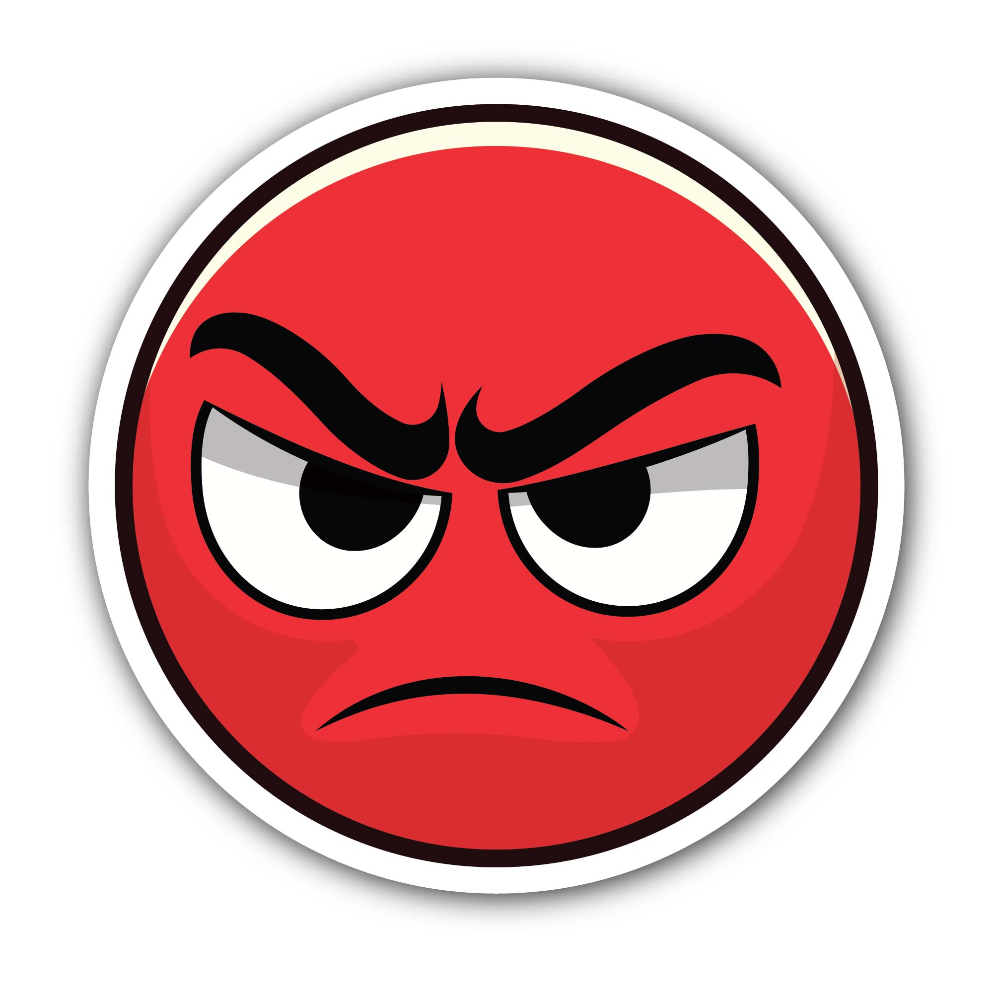 Angry Face Emoji Sticker, Waterproof Vinyl Decal Sticker Indoor Or Outdoor 2 (Pieces) 3" and 5"
