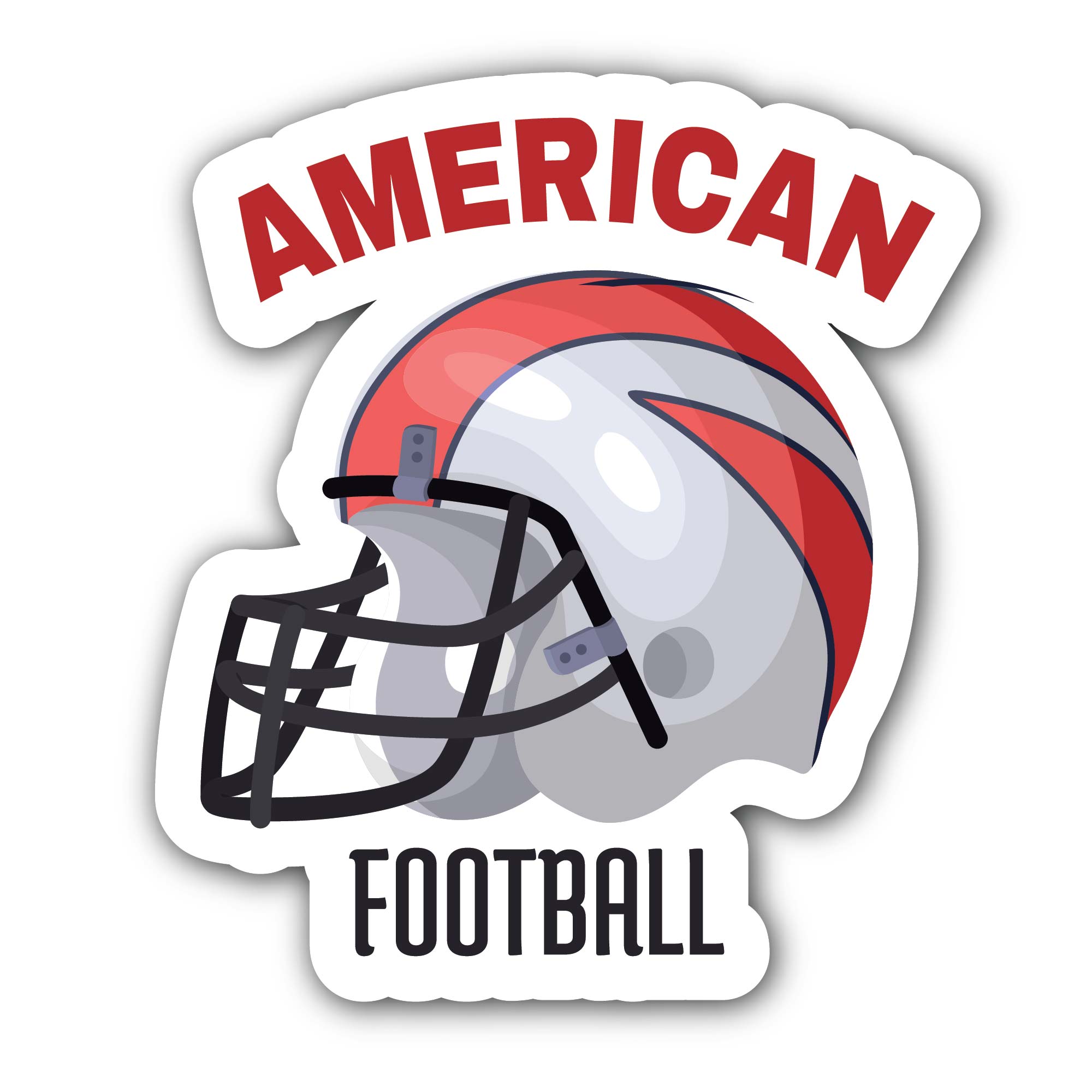 American Football with helmet Sticker, Waterproof Vinyl Decal Sticker Indoor Or Outdoor 2 (Pieces) 3" and 5"