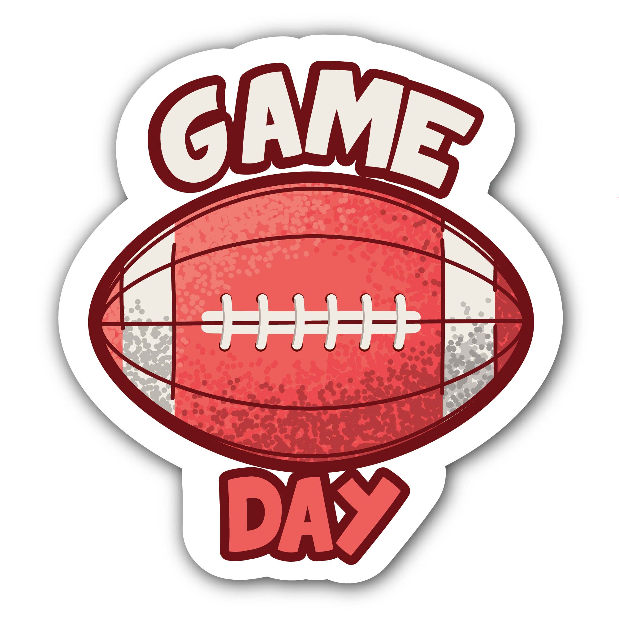 Game Day Football Sticker, Waterproof Vinyl Decal Sticker Indoor Or Outdoor 2 (Pieces) 3" and 5"