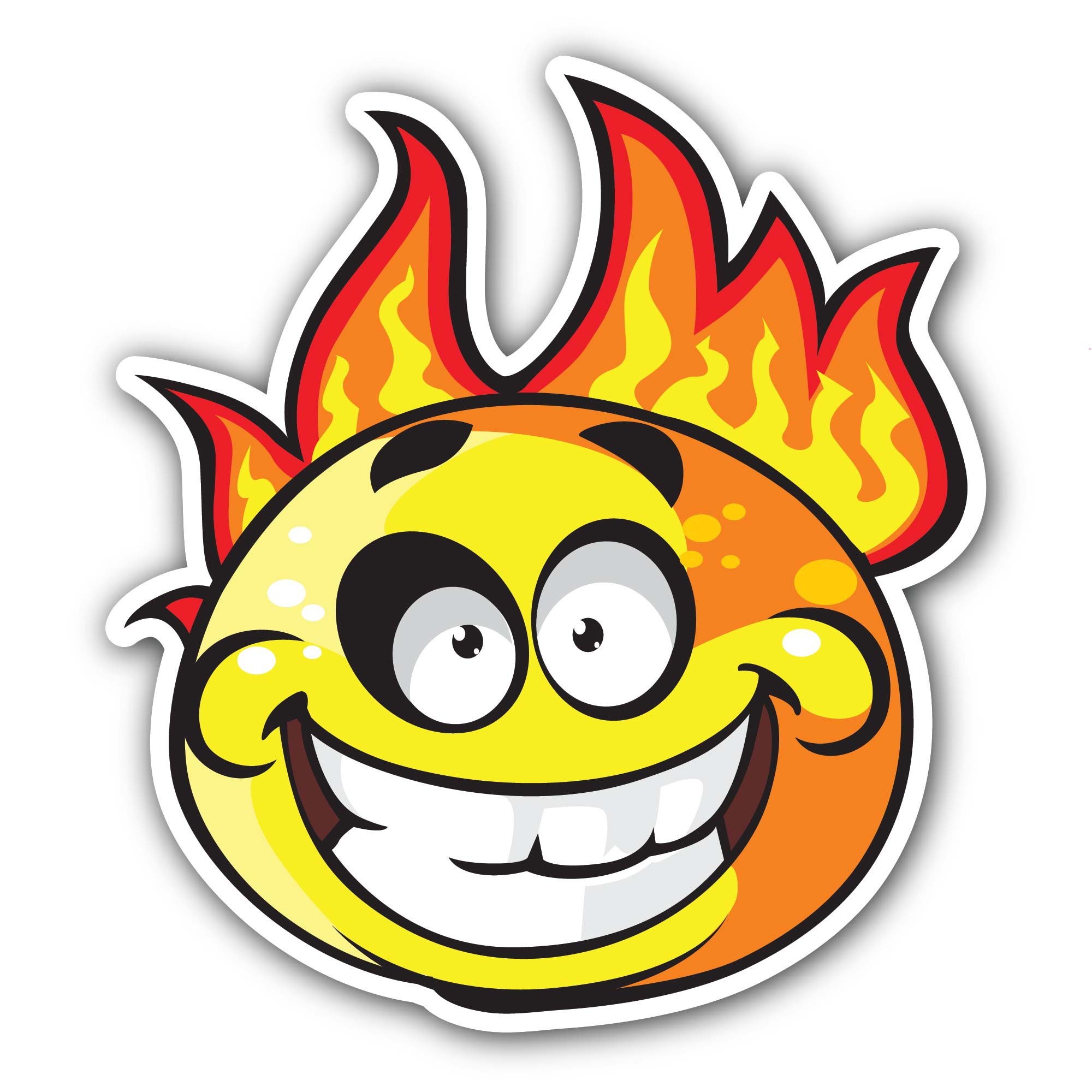Burning Smile Sticker, Waterproof Vinyl Decal Sticker Indoor Or Outdoor 2 (Pieces) 3" and 5"
