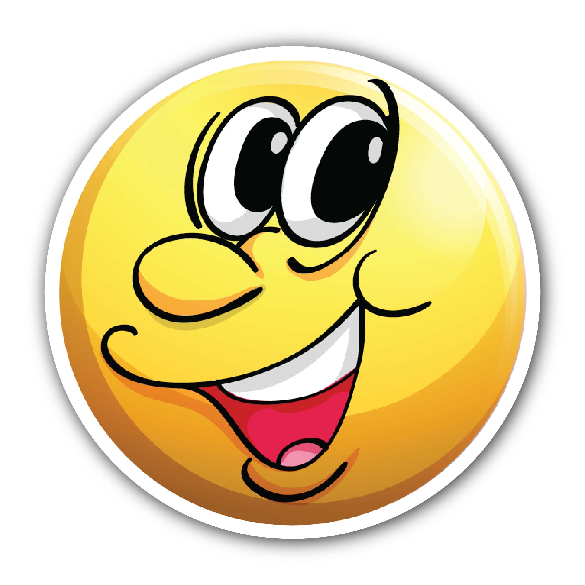 Yellow Happy face Sticker, Waterproof Vinyl Decal Sticker Indoor Or Outdoor 2 (Pieces) 3" and 5"
