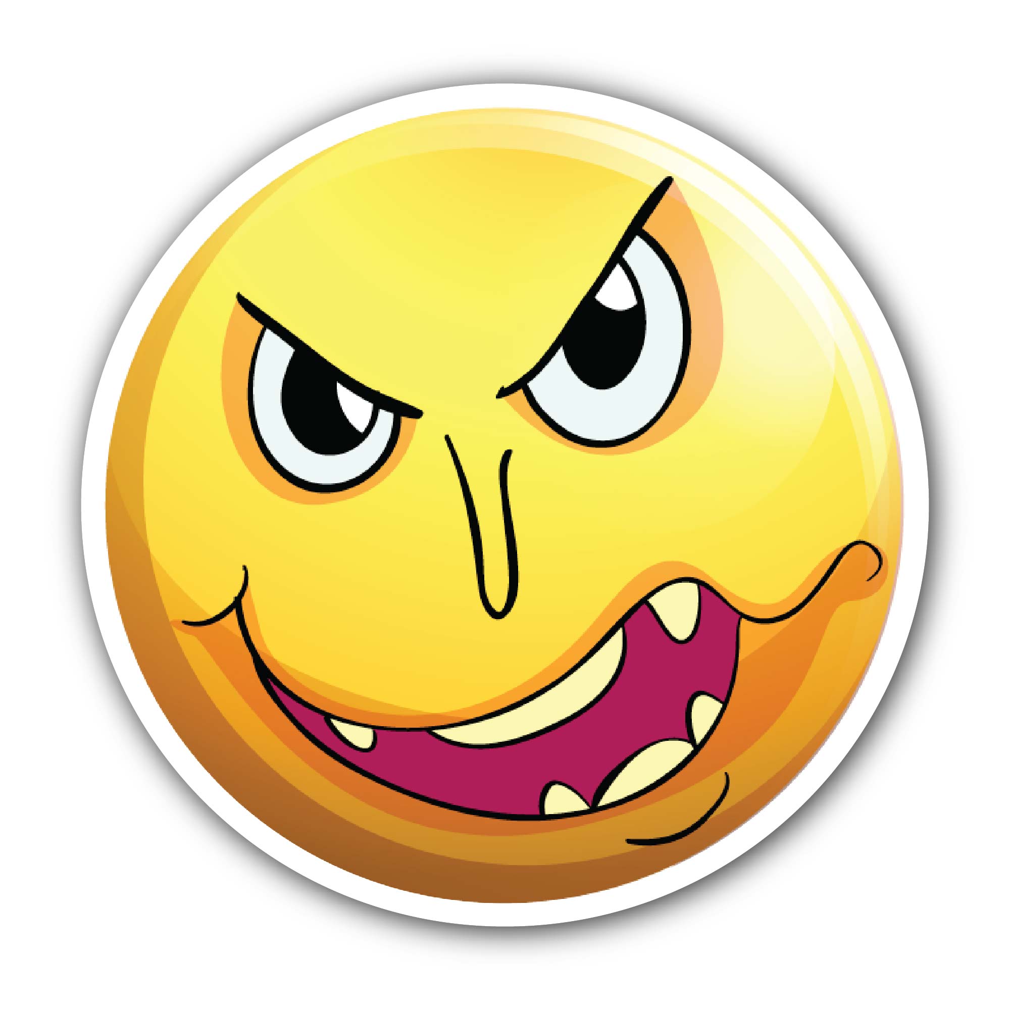 Monster Face on Yellow Ball Sticker, Waterproof Vinyl Decal Sticker Indoor Or Outdoor 2 (Pieces) 3" and 5"