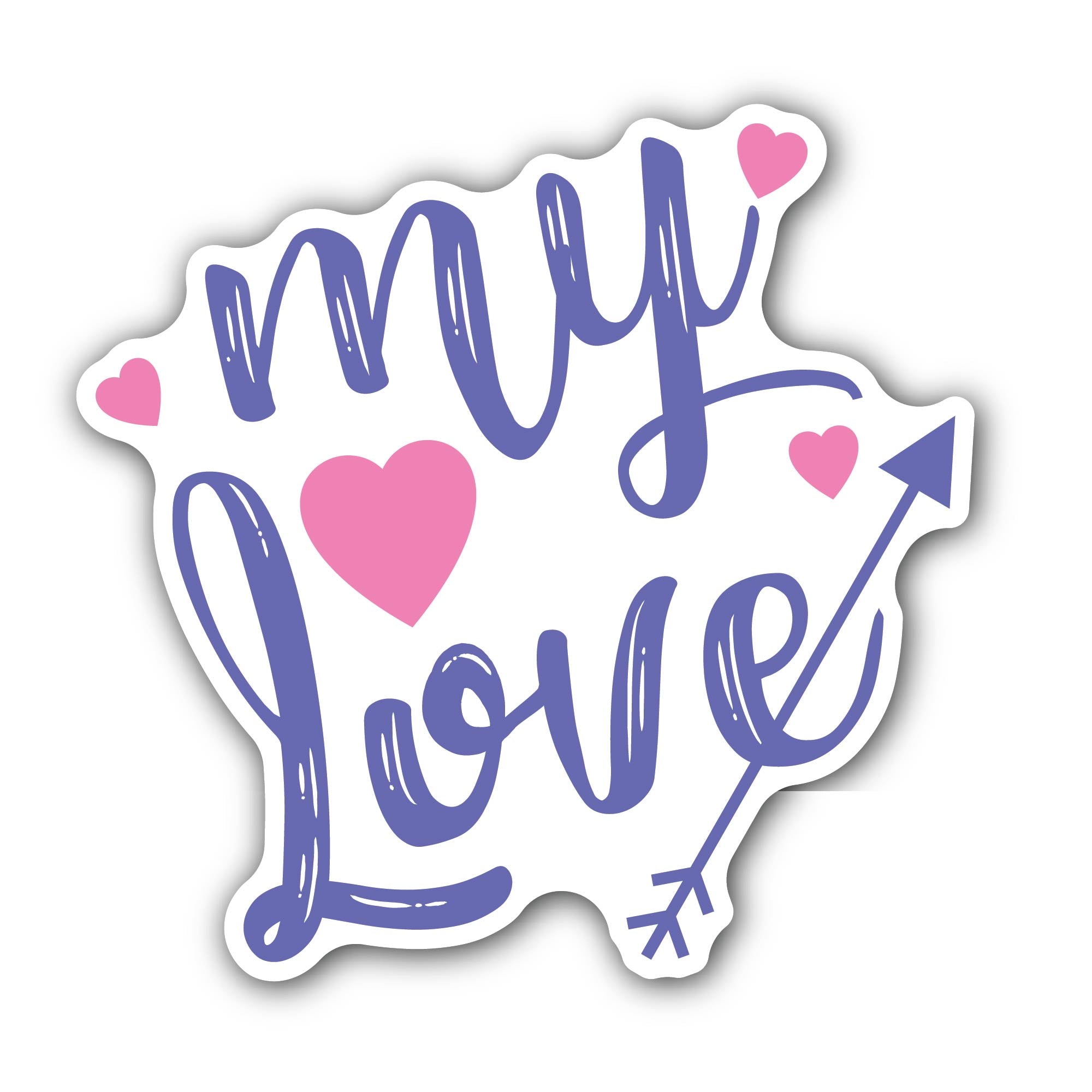 Purple My Love Text Sticker, Waterproof Vinyl Decal Sticker Indoor Or Outdoor 2 (Pieces) 3" and 5"