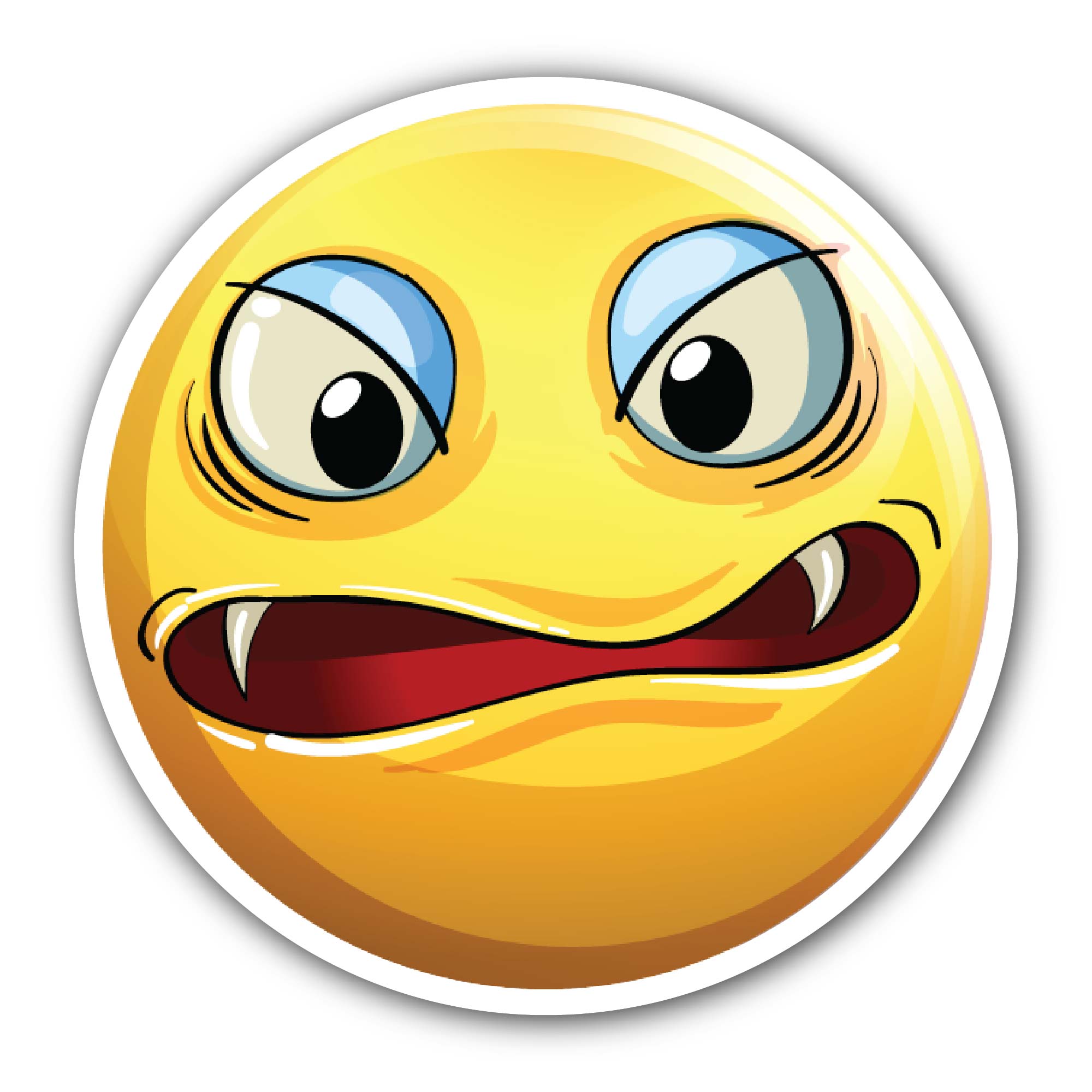 Annoyed Emoji Sticker, Waterproof Vinyl Decal Sticker Indoor Or Outdoor 2 (Pieces) 3" and 5"