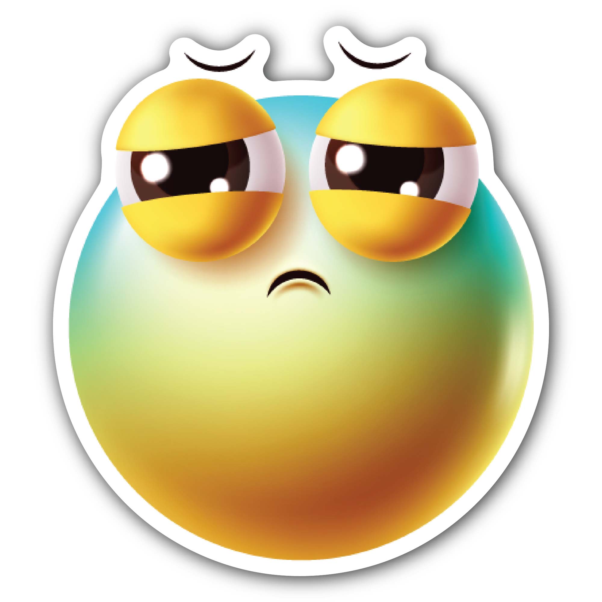 Sad Emoji Sticker, Waterproof Vinyl Decal Sticker Indoor Or Outdoor 2 (Pieces) 3" and 5"