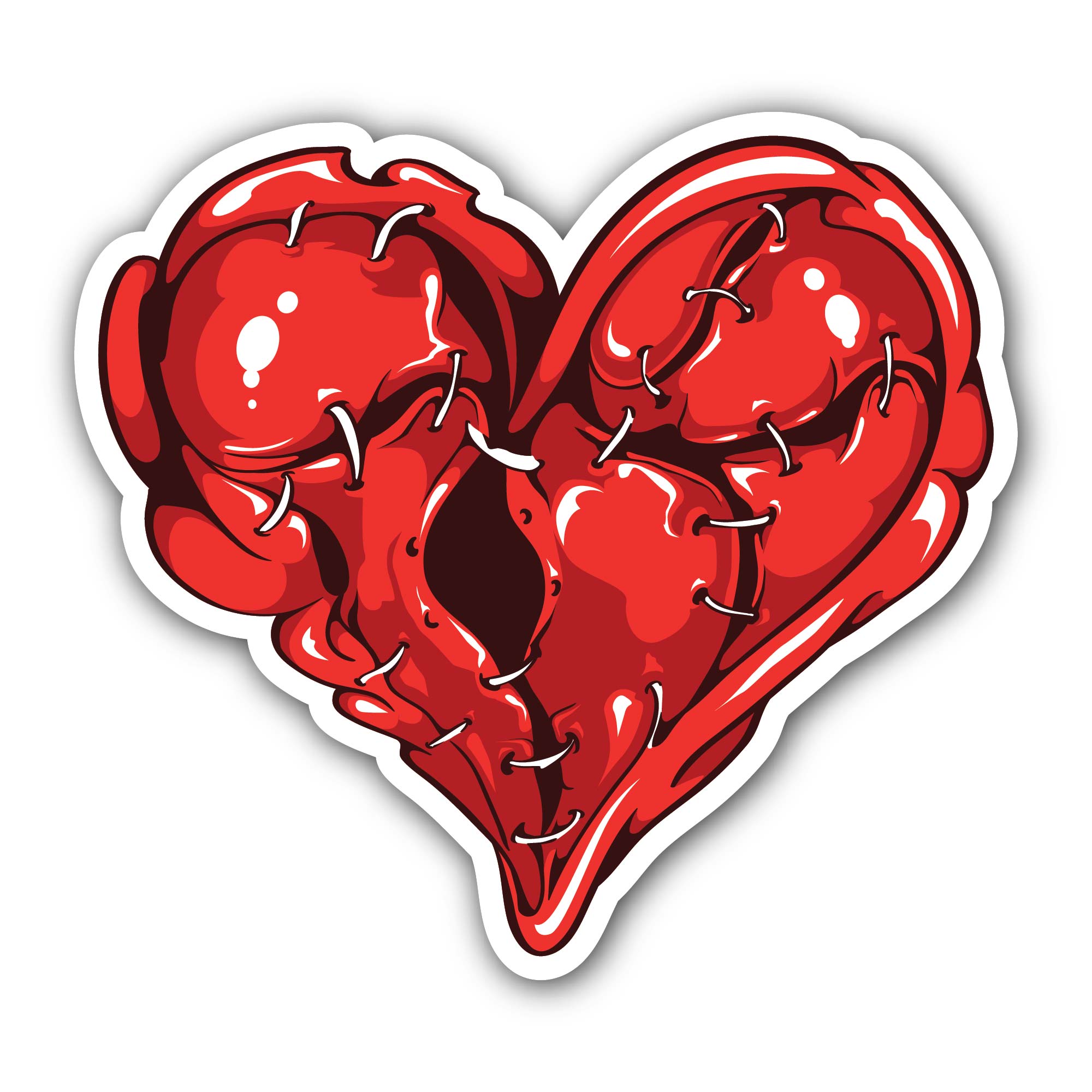 Mended Heart Sticker, Waterproof Vinyl Decal Sticker Indoor Or Outdoor 2 (Pieces) 3" and 5"