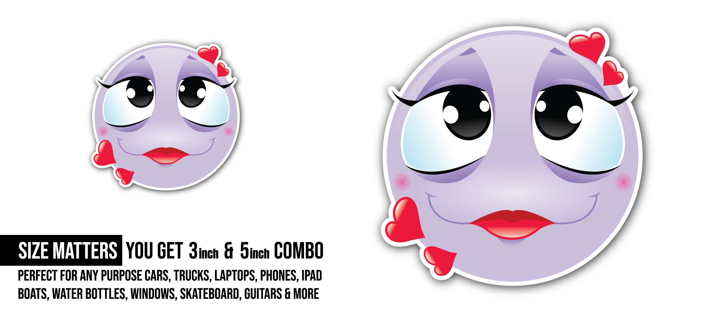 Have A Nice Day Smiley Face Sticker, Waterproof Vinyl Decal Sticker Indoor Or Outdoor 2 (Pieces) 3" and 5"