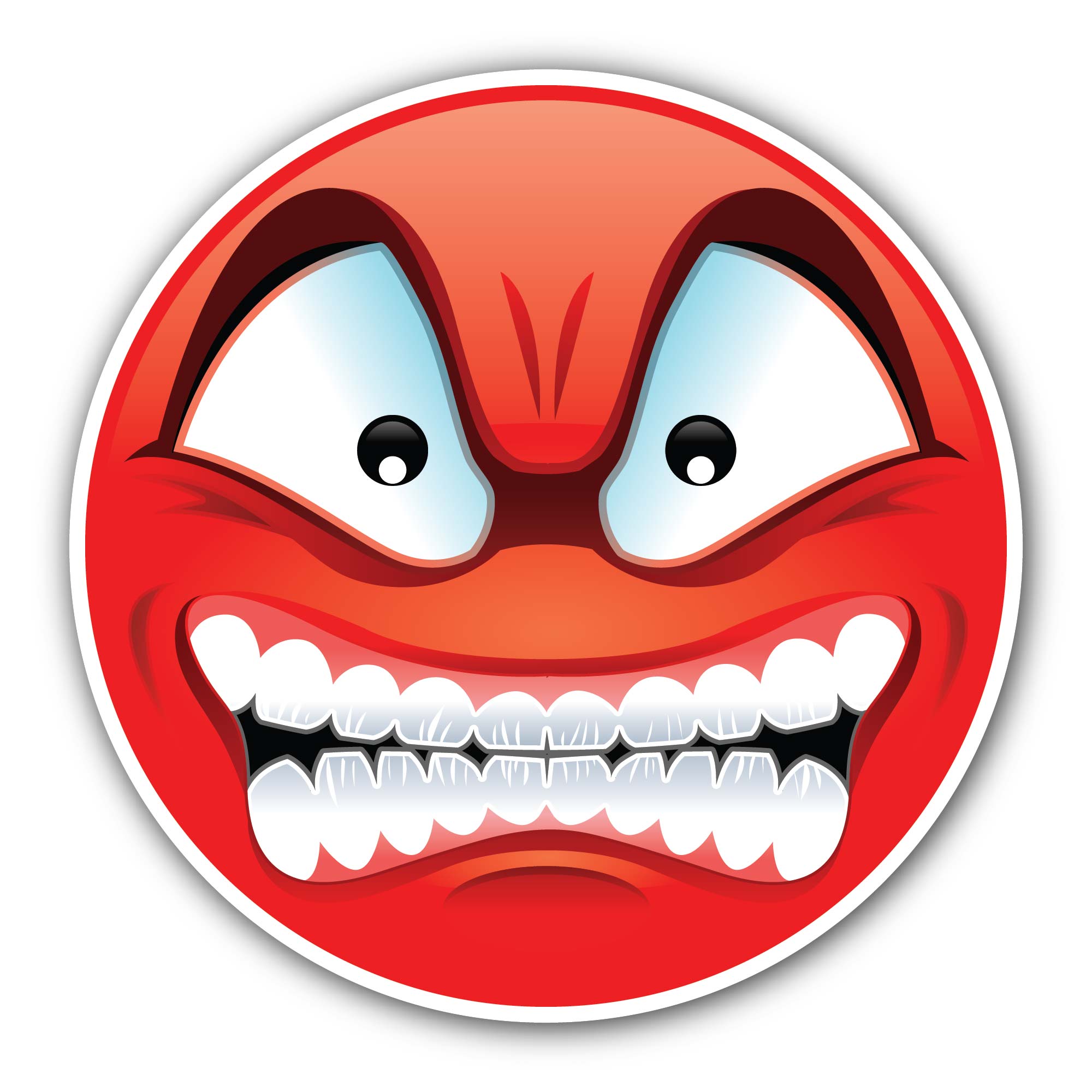 Mad Emoji Reaction Sticker, Waterproof Vinyl Decal Sticker Indoor Or Outdoor 2 (Pieces) 3" and 5"