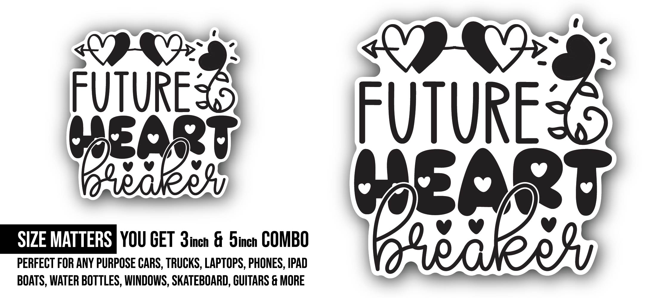 Future Hart Breaker Sticker, Waterproof Vinyl Decal Sticker Indoor Or Outdoor 2 (Pieces) 3" and 5"