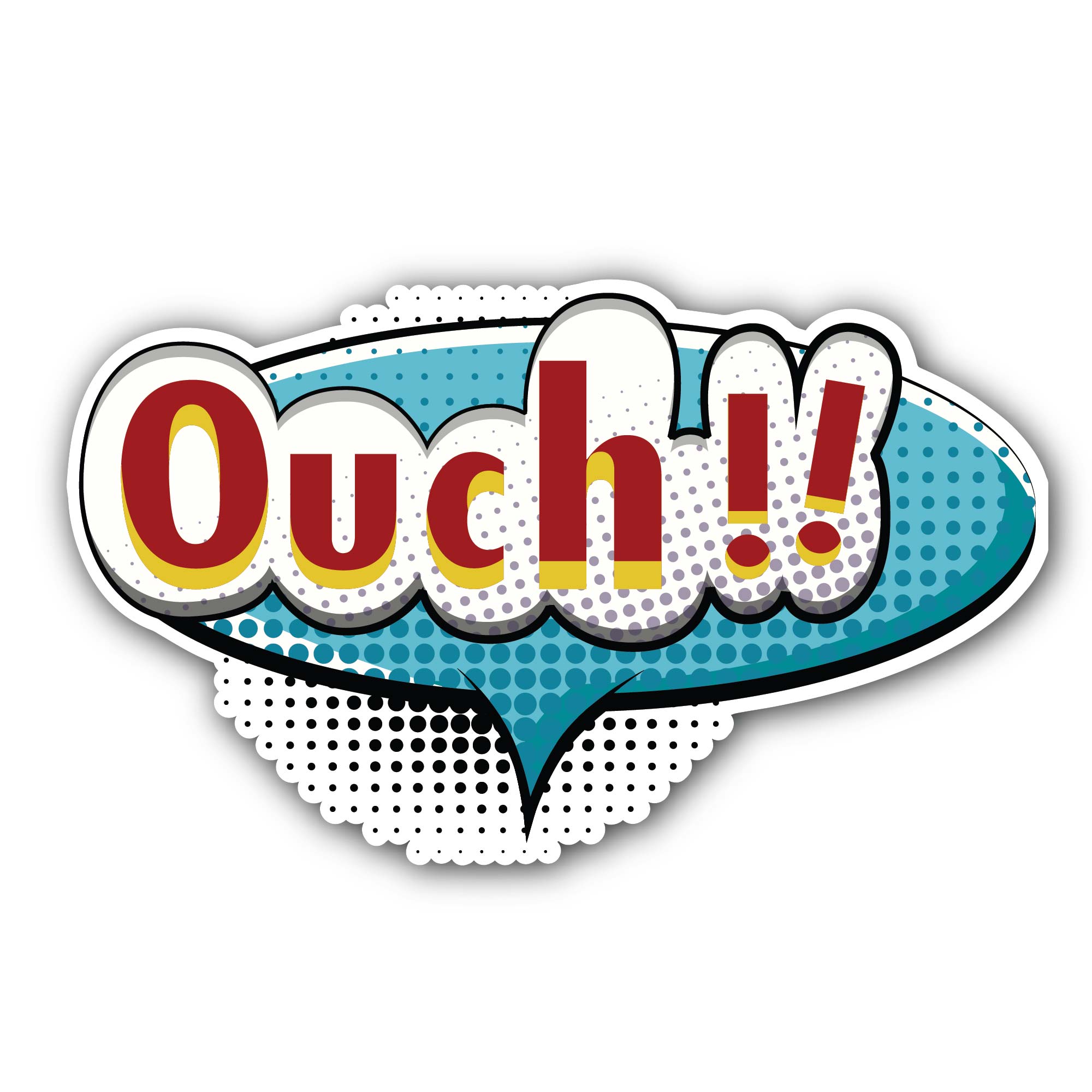 Ouch comic word Sticker, Waterproof Vinyl Decal Sticker Indoor Or Outdoor 2 (Pieces) 3" and 5"