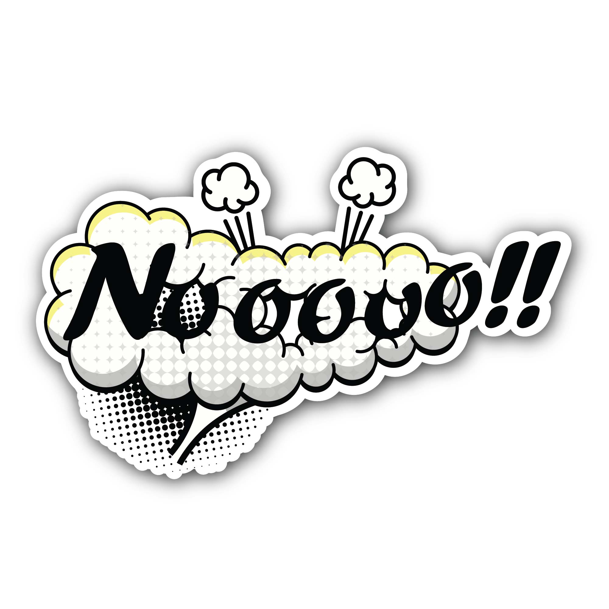 white cartoon nooooo Sticker, Waterproof Vinyl Decal Sticker Indoor Or Outdoor 2 (Pieces) 3" and 5"
