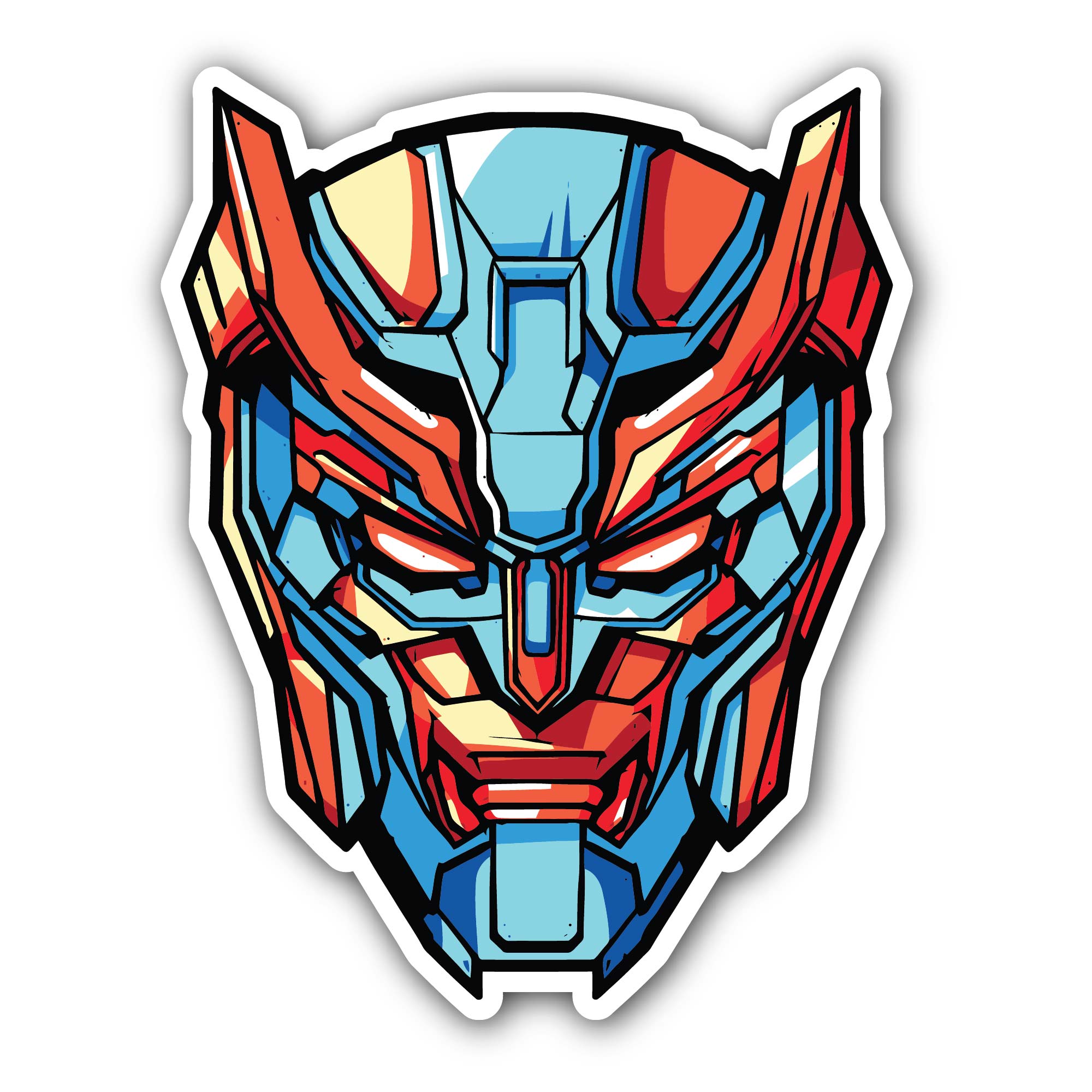 Robot Head Sticker, Waterproof Vinyl Decal Sticker Indoor Or Outdoor 2 (Pieces) 3" and 5"