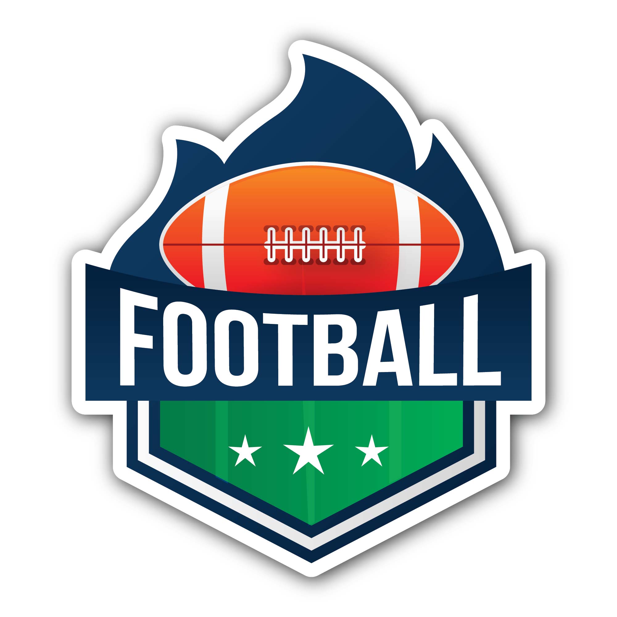 American football Logo Sticker, Waterproof Vinyl Decal Sticker Indoor Or Outdoor 2 (Pieces) 3" and 5"