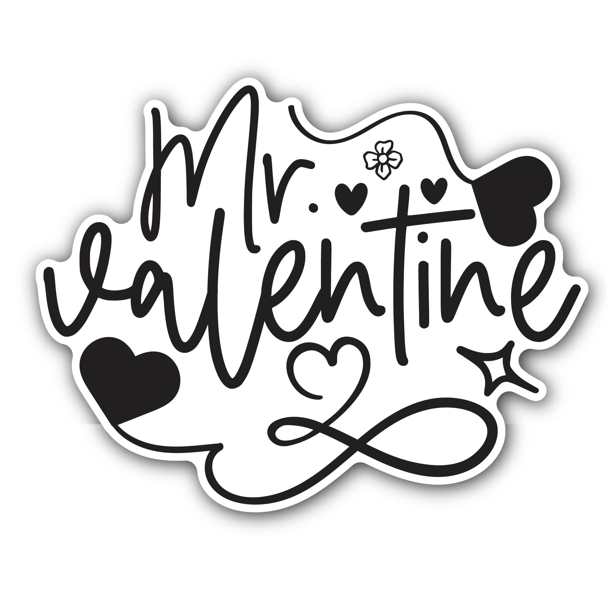 Mr. Valentine Sticker, Waterproof Vinyl Decal Sticker Indoor Or Outdoor 2 (Pieces) 3" and 5"