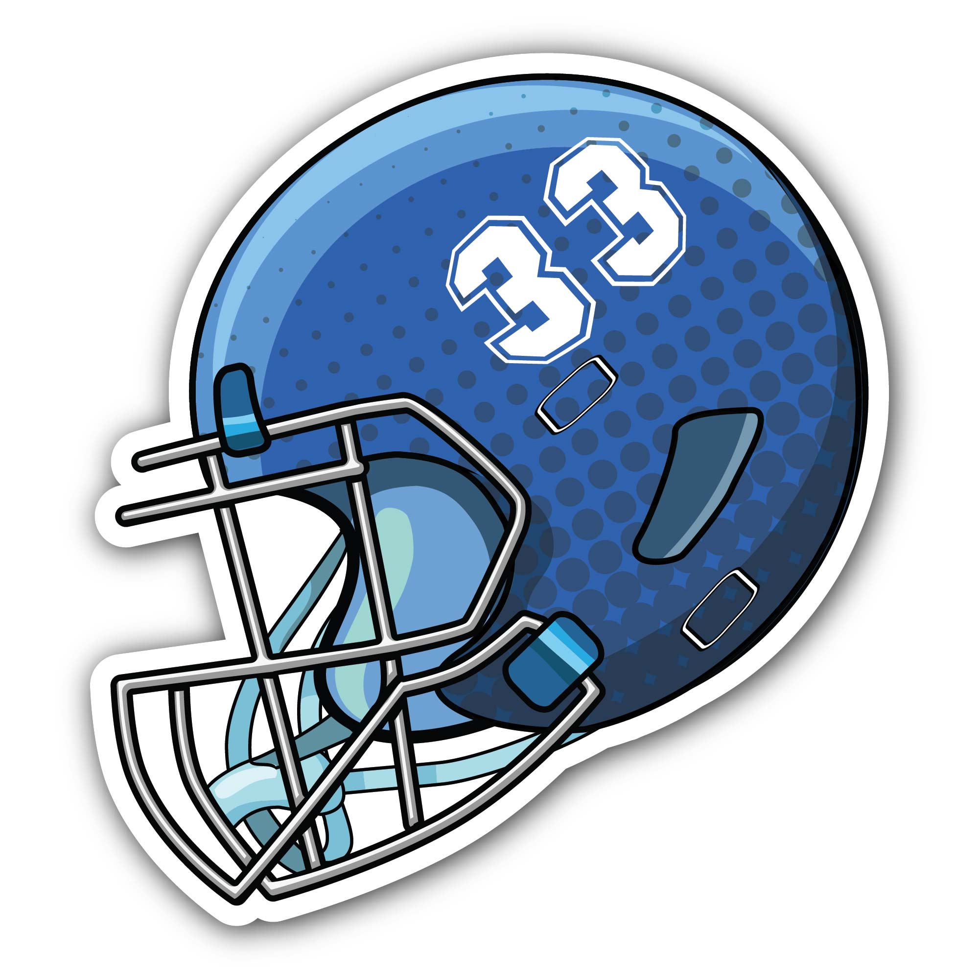 Blue Football Helmet Sticker, Waterproof Vinyl Decal Sticker Indoor Or Outdoor 2 (Pieces) 3" and 5"