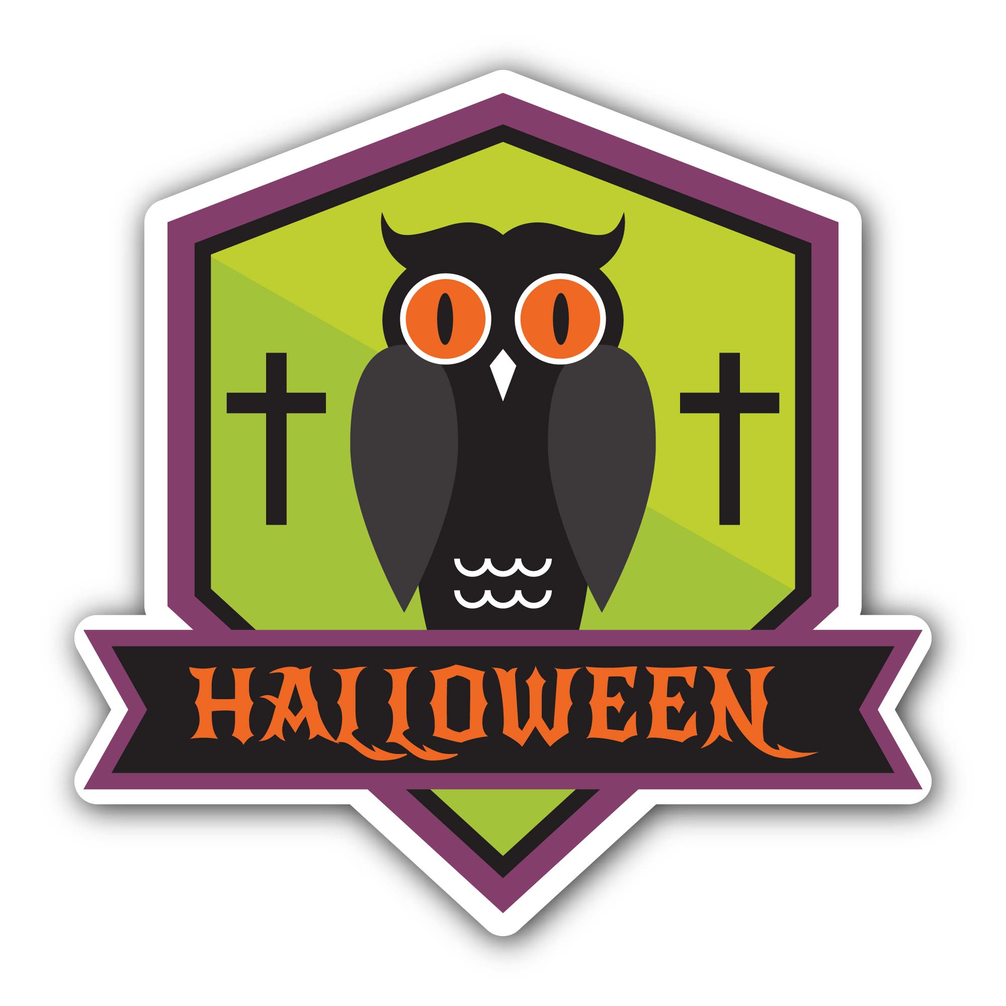 Owl Halloween Sticker, Waterproof Vinyl Decal Sticker Indoor Or Outdoor 2 (Pieces) 3" and 5"