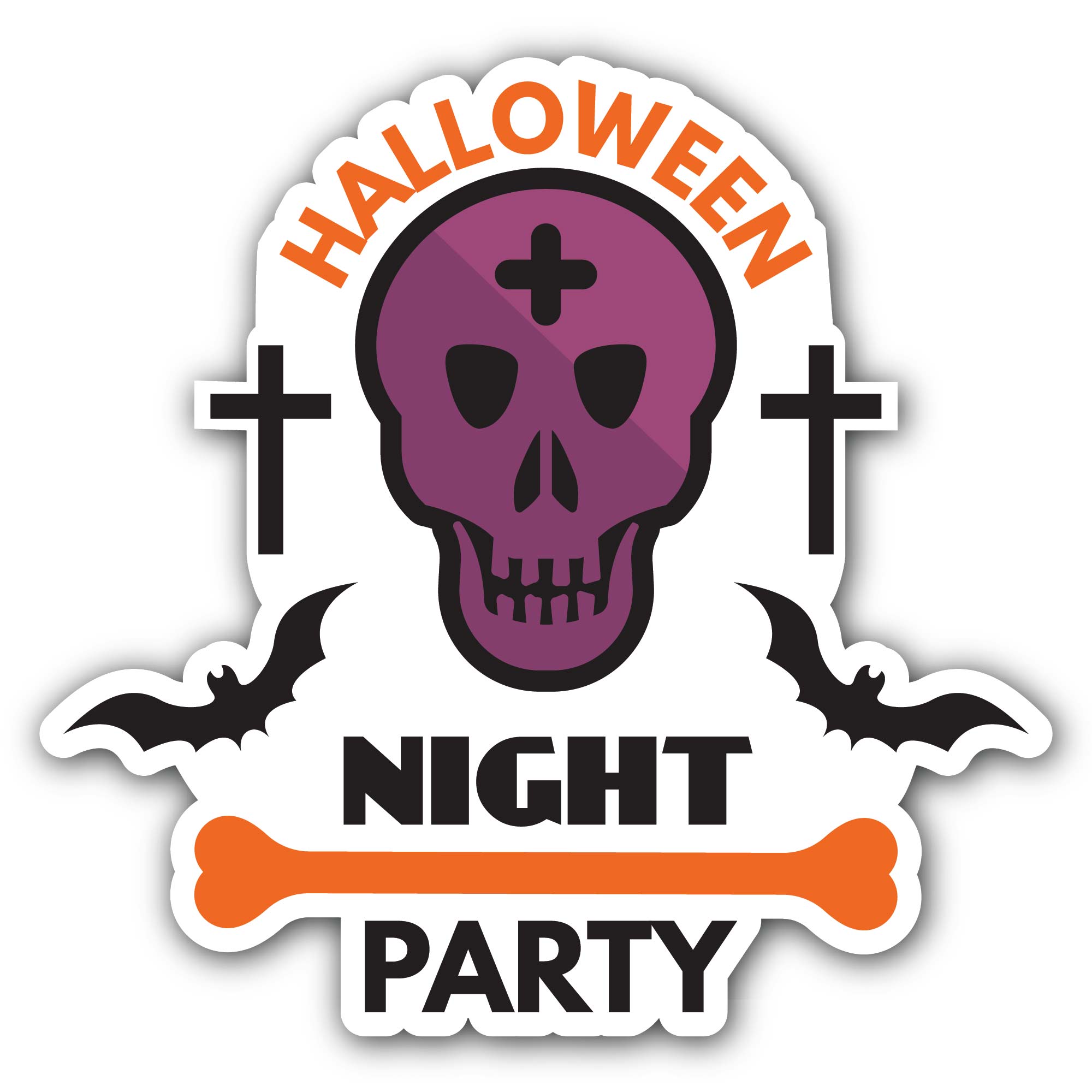 Halloween Night Party Sticker, Waterproof Vinyl Decal Sticker Indoor Or Outdoor 2 (Pieces) 3" and 5"