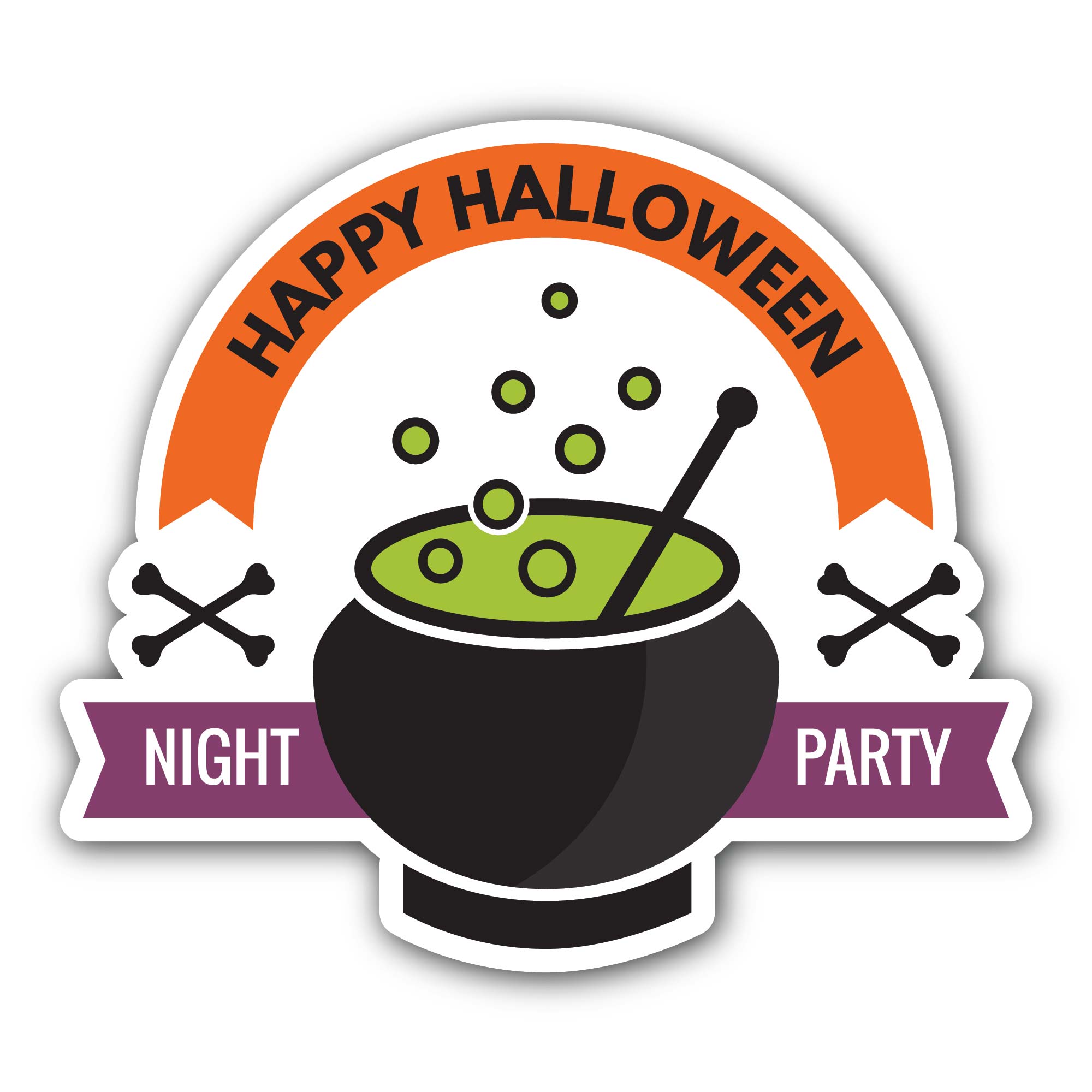 Halloween Witch Pot Sticker, Waterproof Vinyl Decal Sticker Indoor Or Outdoor 2 (Pieces) 3" and 5"