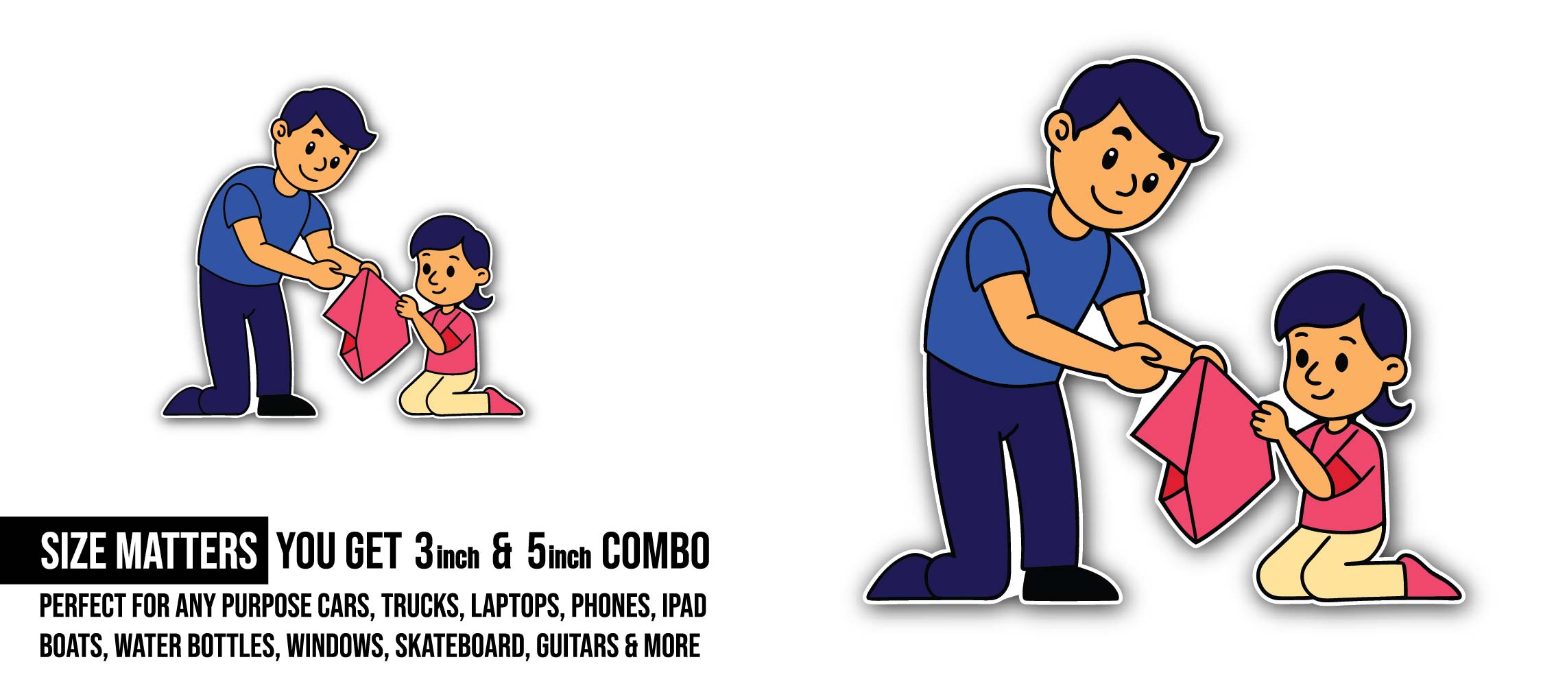Family Time Sticker, Waterproof Vinyl Decal Sticker Indoor Or Outdoor 2 (Pieces) 3" and 5"