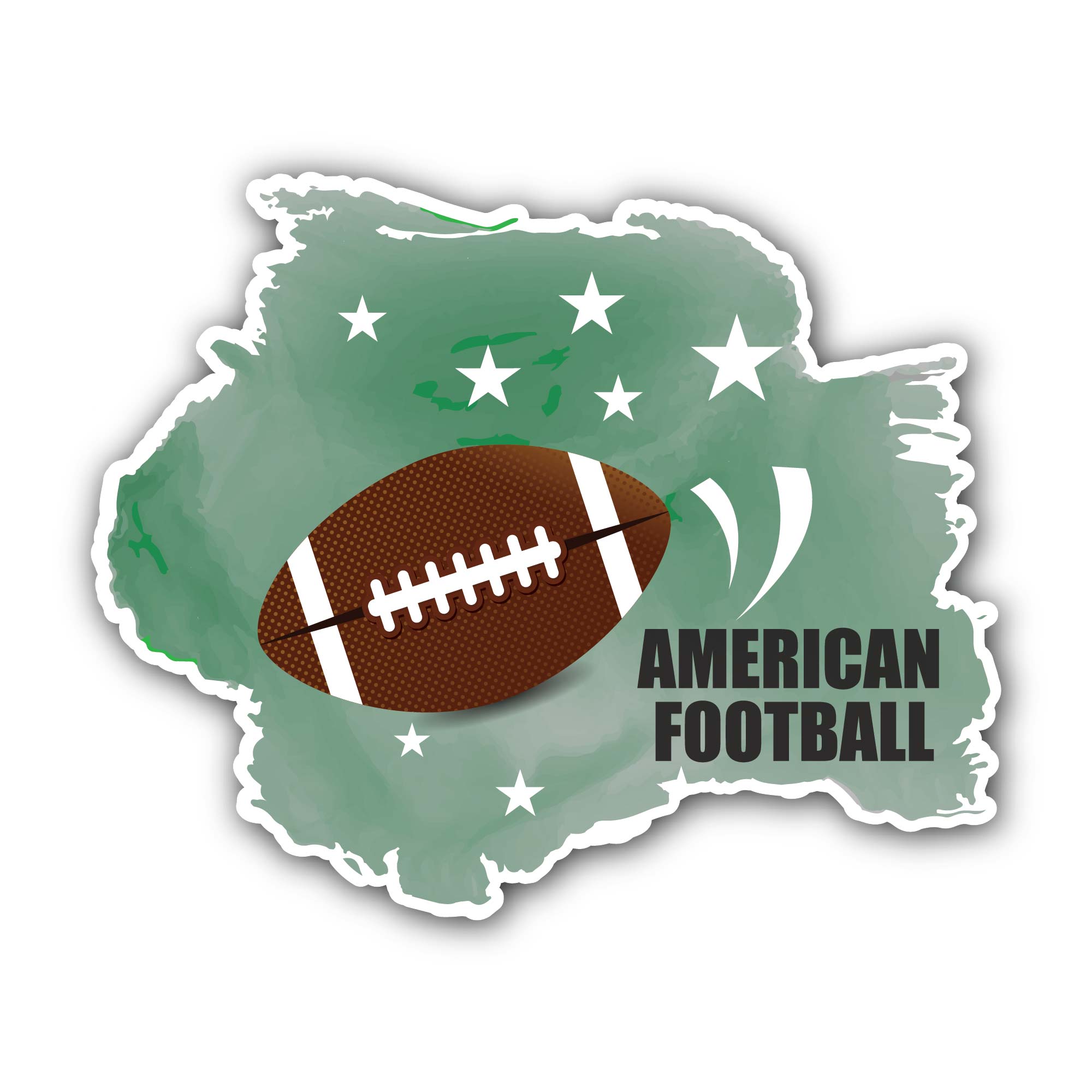 Map of USA with an american football Sticker, Waterproof Vinyl Decal Sticker Indoor Or Outdoor 2 (Pieces) 3" and 5"