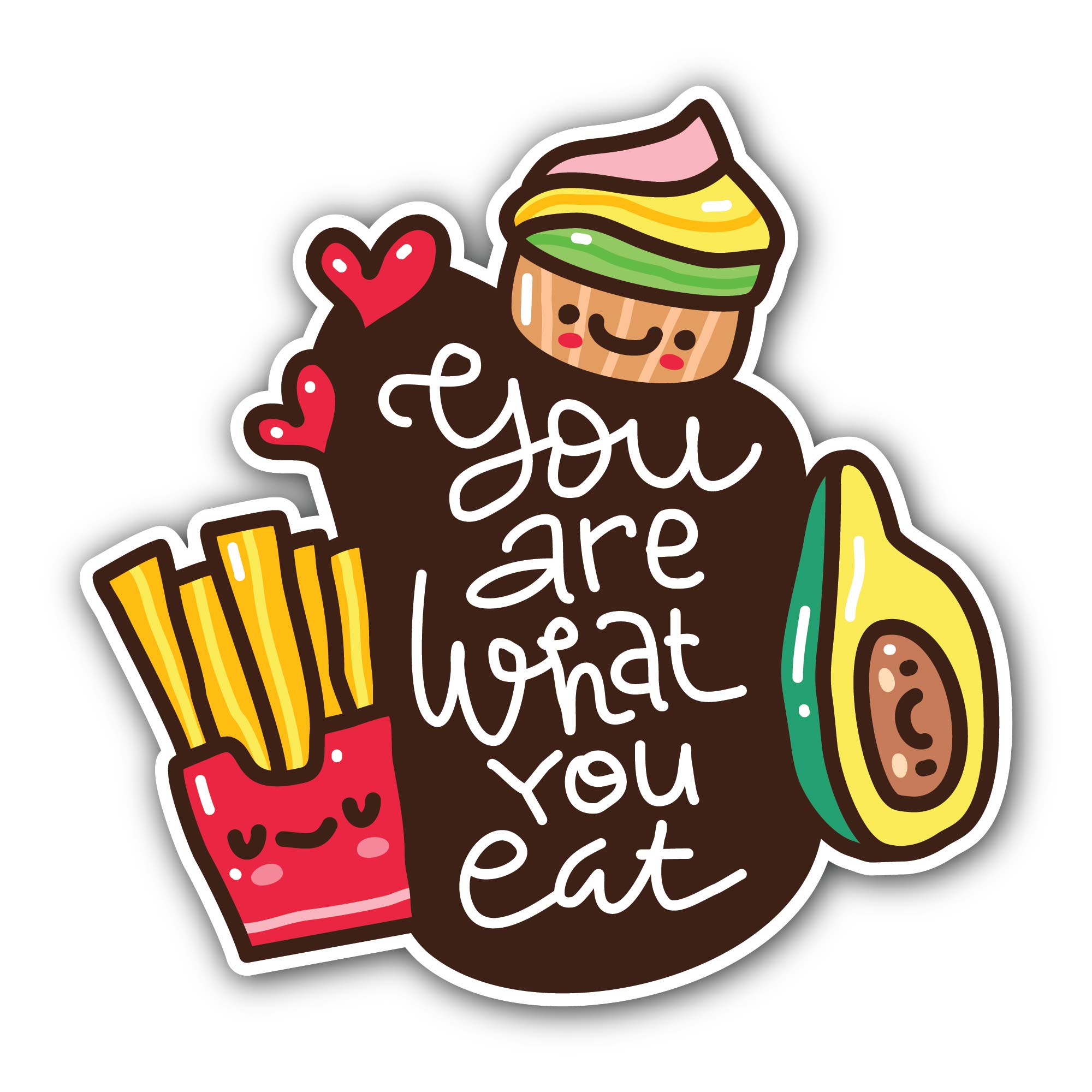 Lettering motivational quote about food Sticker, Waterproof Vinyl Decal Sticker Indoor Or Outdoor 2 (Pieces) 3" and 5"