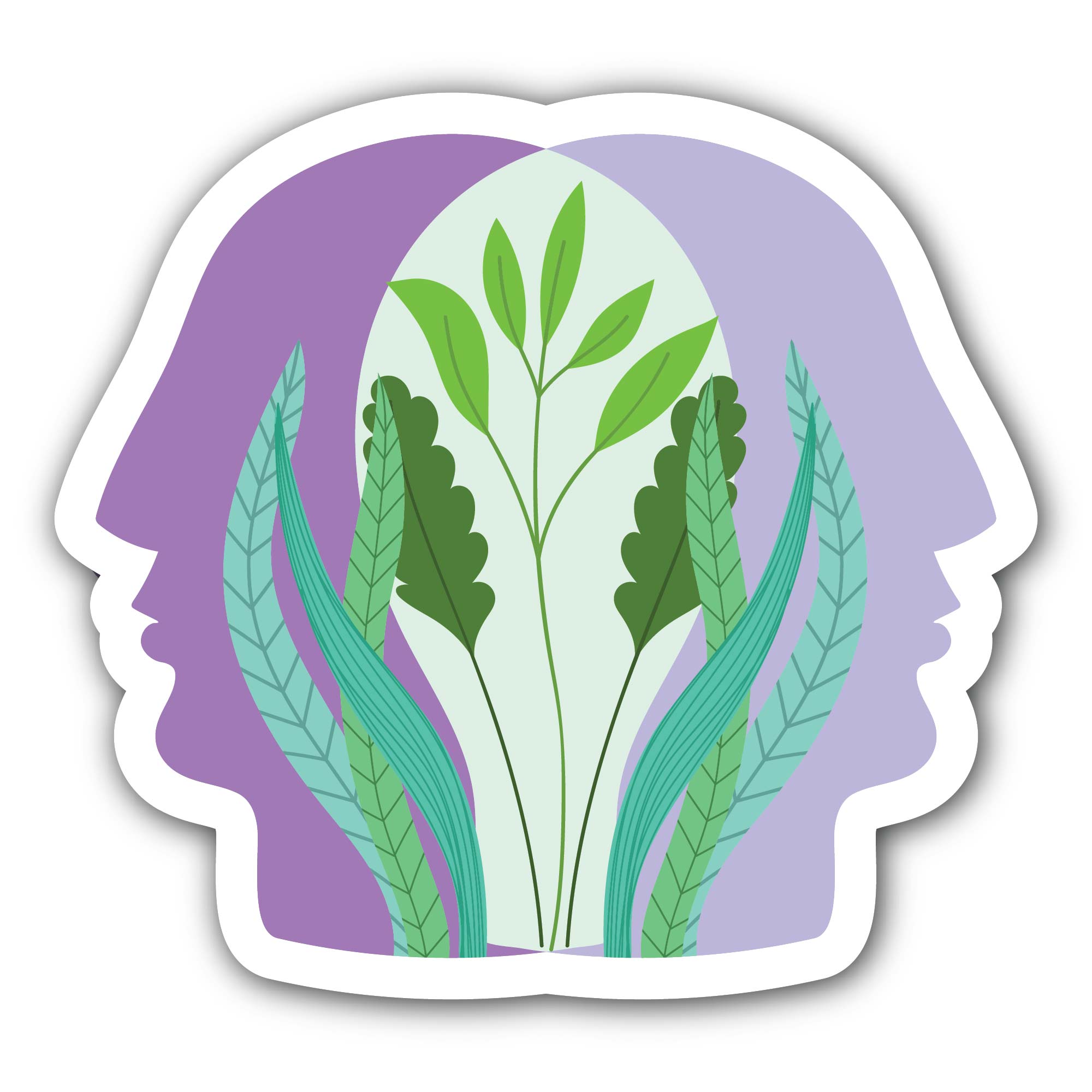 Plants in human heads Sticker, Waterproof Vinyl Decal Sticker Indoor Or Outdoor 2 (Pieces) 3" and 5"