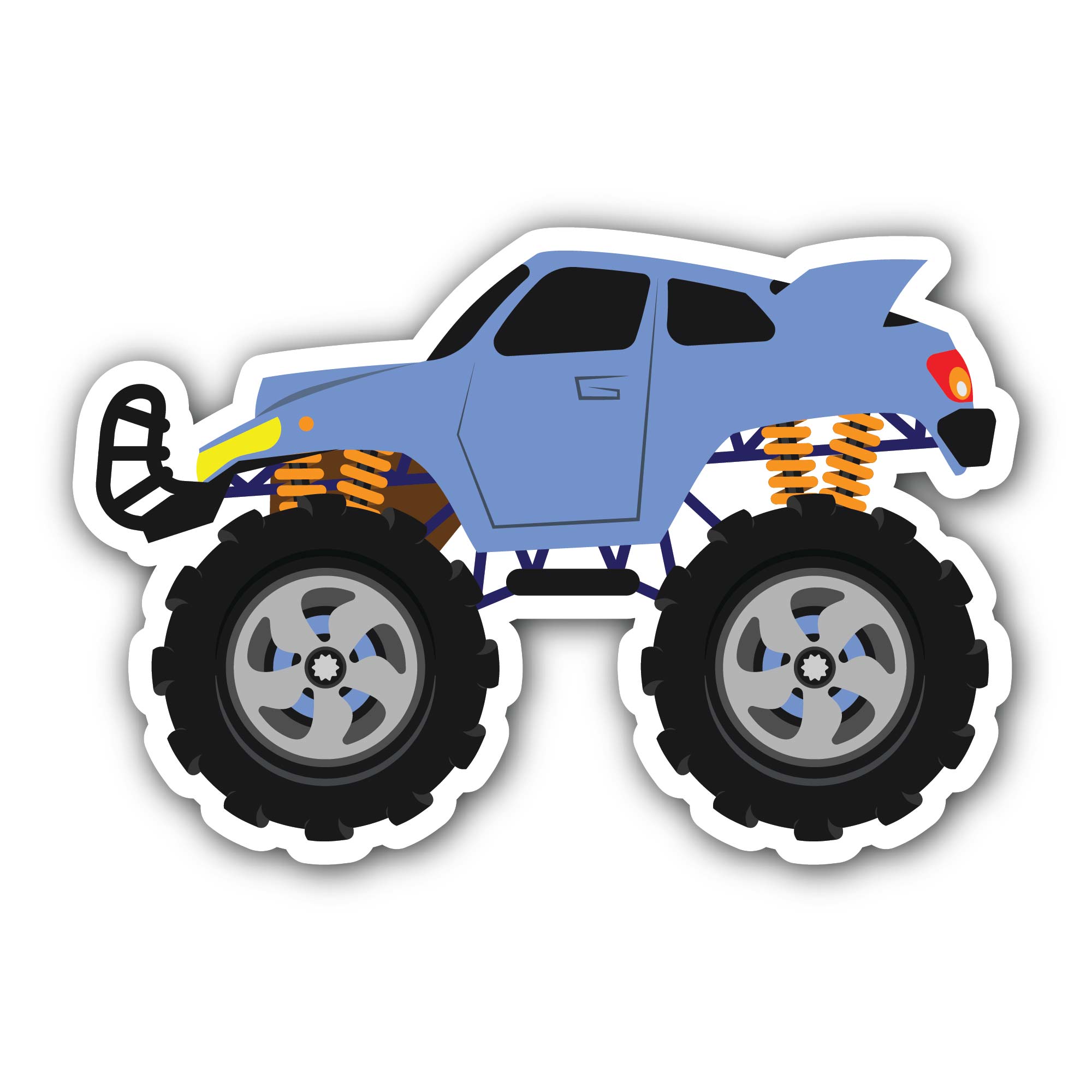 Blue Monster Truck Sticker, Waterproof Vinyl Decal Sticker Indoor Or Outdoor 2 (Pieces) 3" and 5"