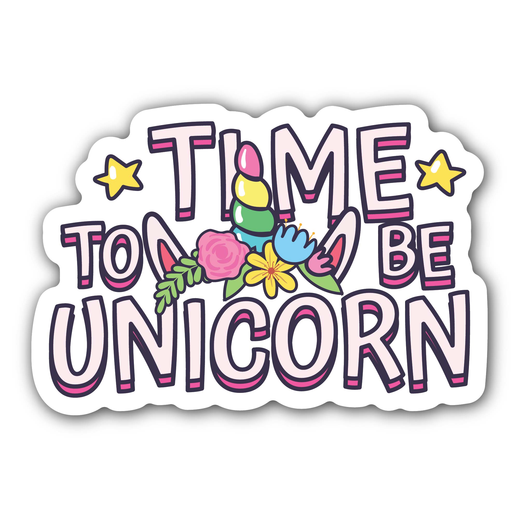 Time to be Unicorn Sticker, Waterproof Vinyl Decal Sticker Indoor Or Outdoor 2 (Pieces) 3" and 5"
