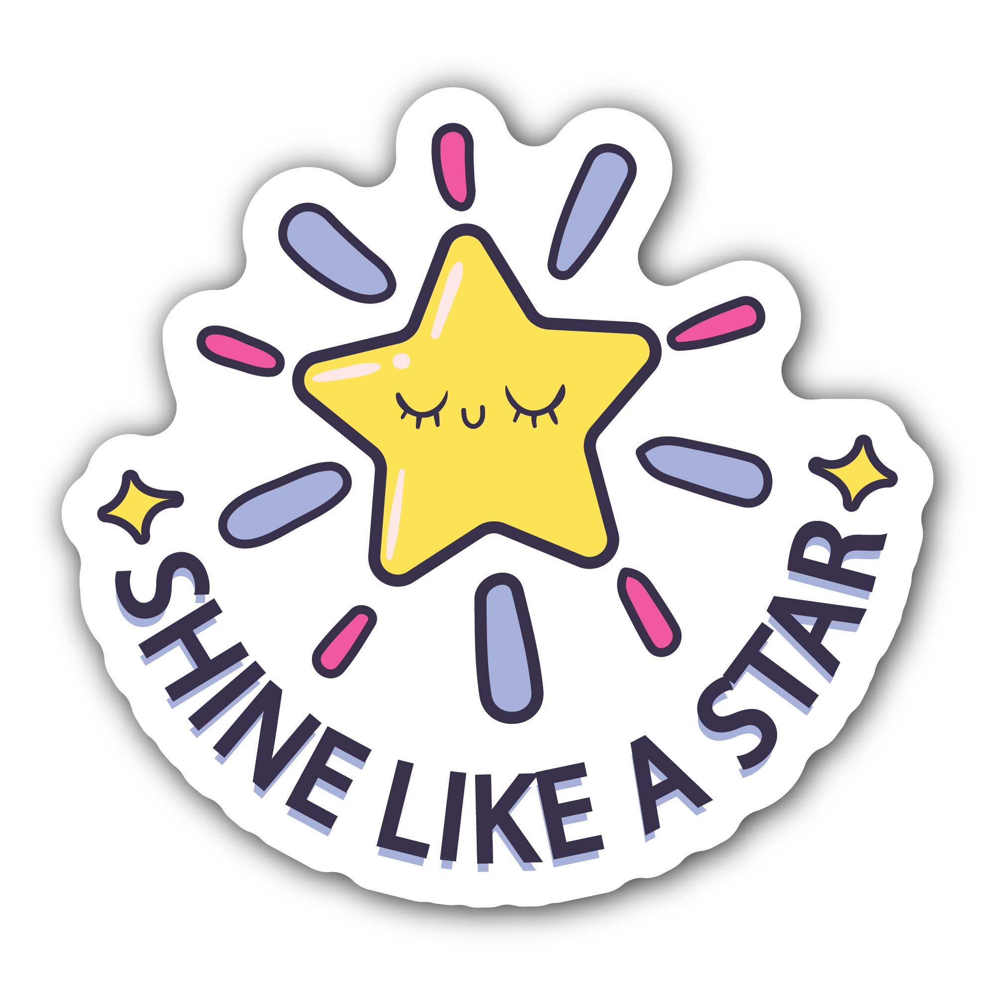 Shine Like A Star Sticker, Waterproof Vinyl Decal Sticker Indoor Or Outdoor 2 (Pieces) 3" and 5"