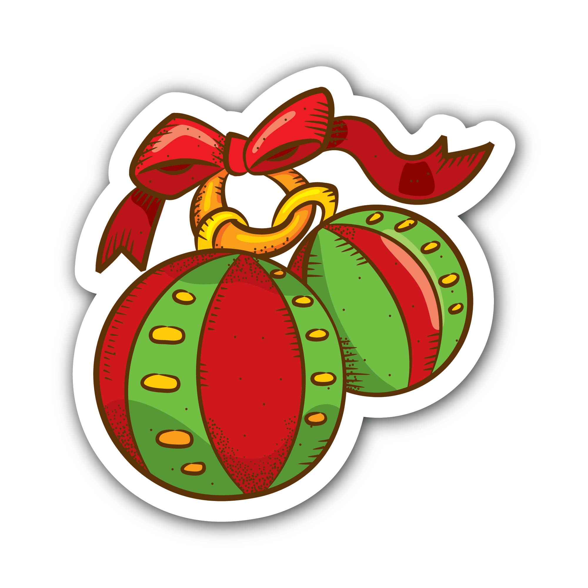 Christmas Ball Sticker, Waterproof Vinyl Decal Sticker Indoor Or Outdoor 2 (Pieces) 3" and 5"
