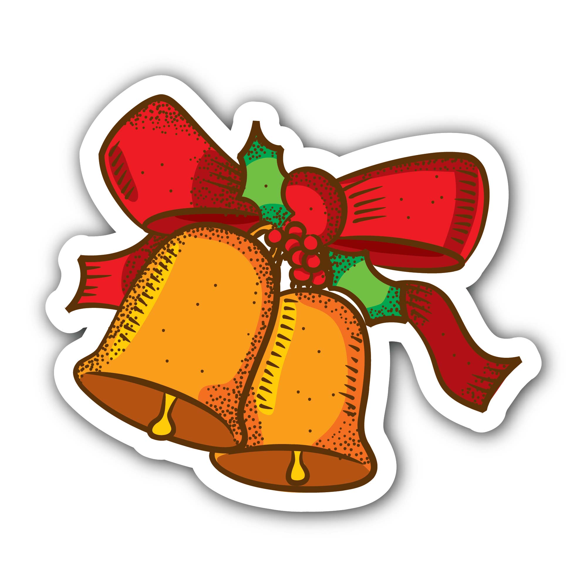 Christmas Bell Sticker, Waterproof Vinyl Decal Sticker Indoor Or Outdoor 2 (Pieces) 3" and 5"