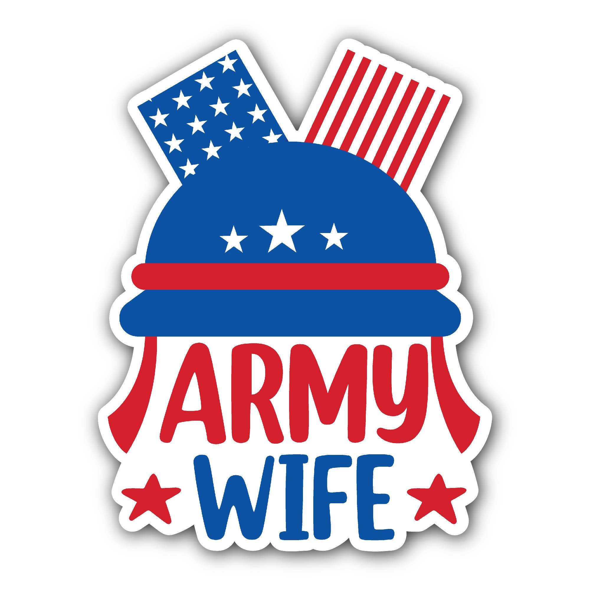 Army Wife Veterans Day Sticker, Waterproof Vinyl Decal Sticker Indoor Or Outdoor 2 (Pieces) 3" and 5"