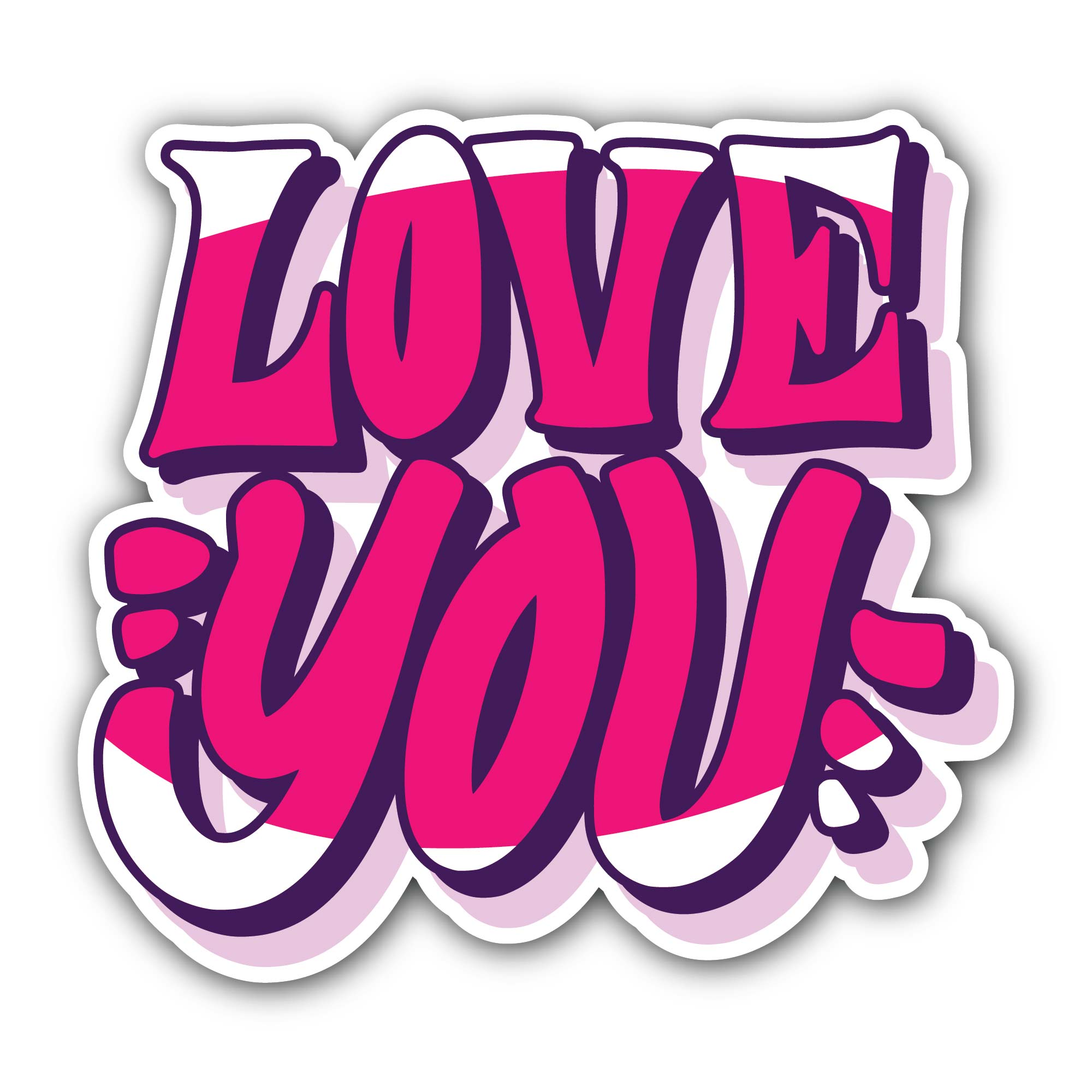 Love You Sticker, Waterproof Vinyl Decal Sticker Indoor Or Outdoor 2 (Pieces) 3" and 5"