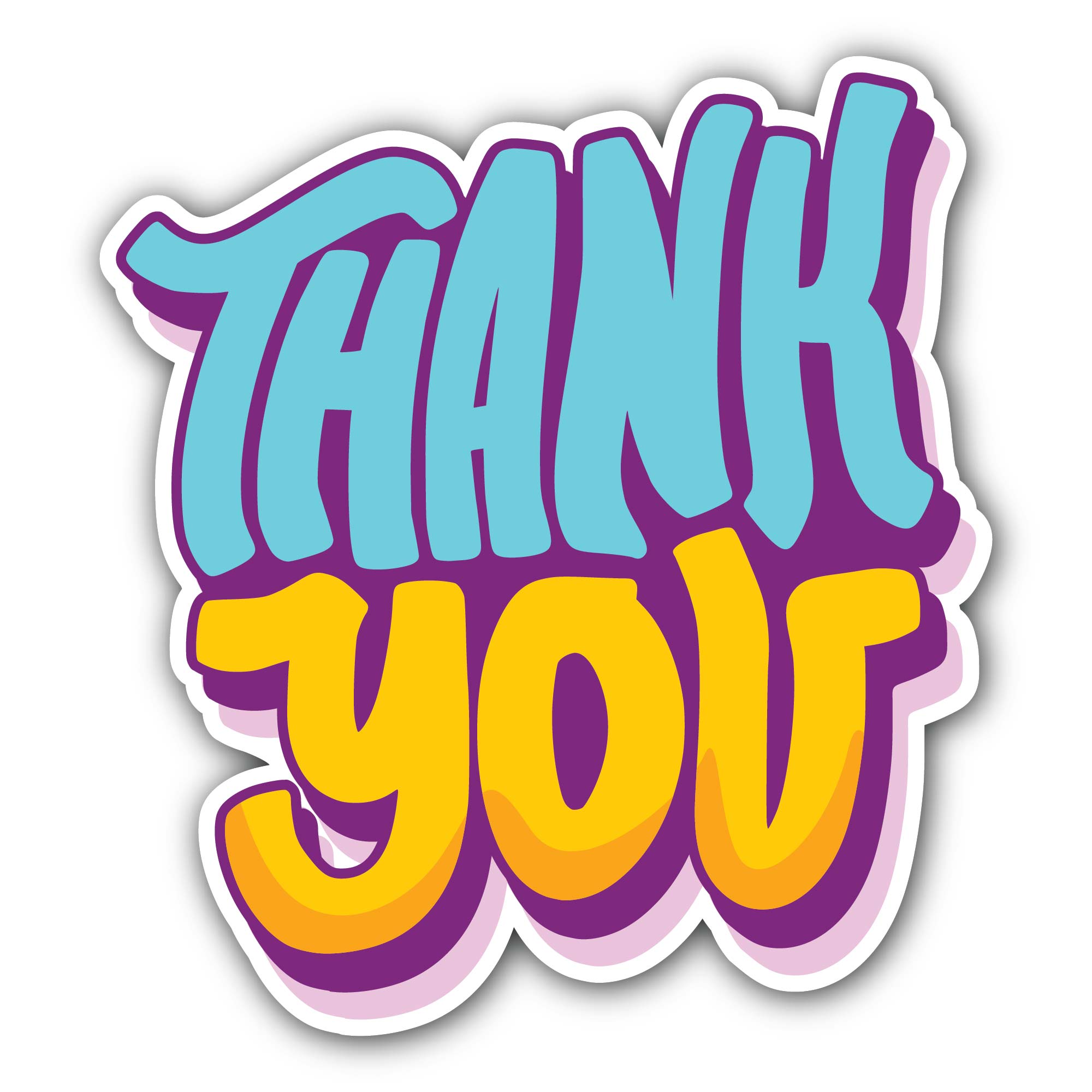 Thank you Sticker, Waterproof Vinyl Decal Sticker Indoor Or Outdoor 2 (Pieces) 3" and 5"