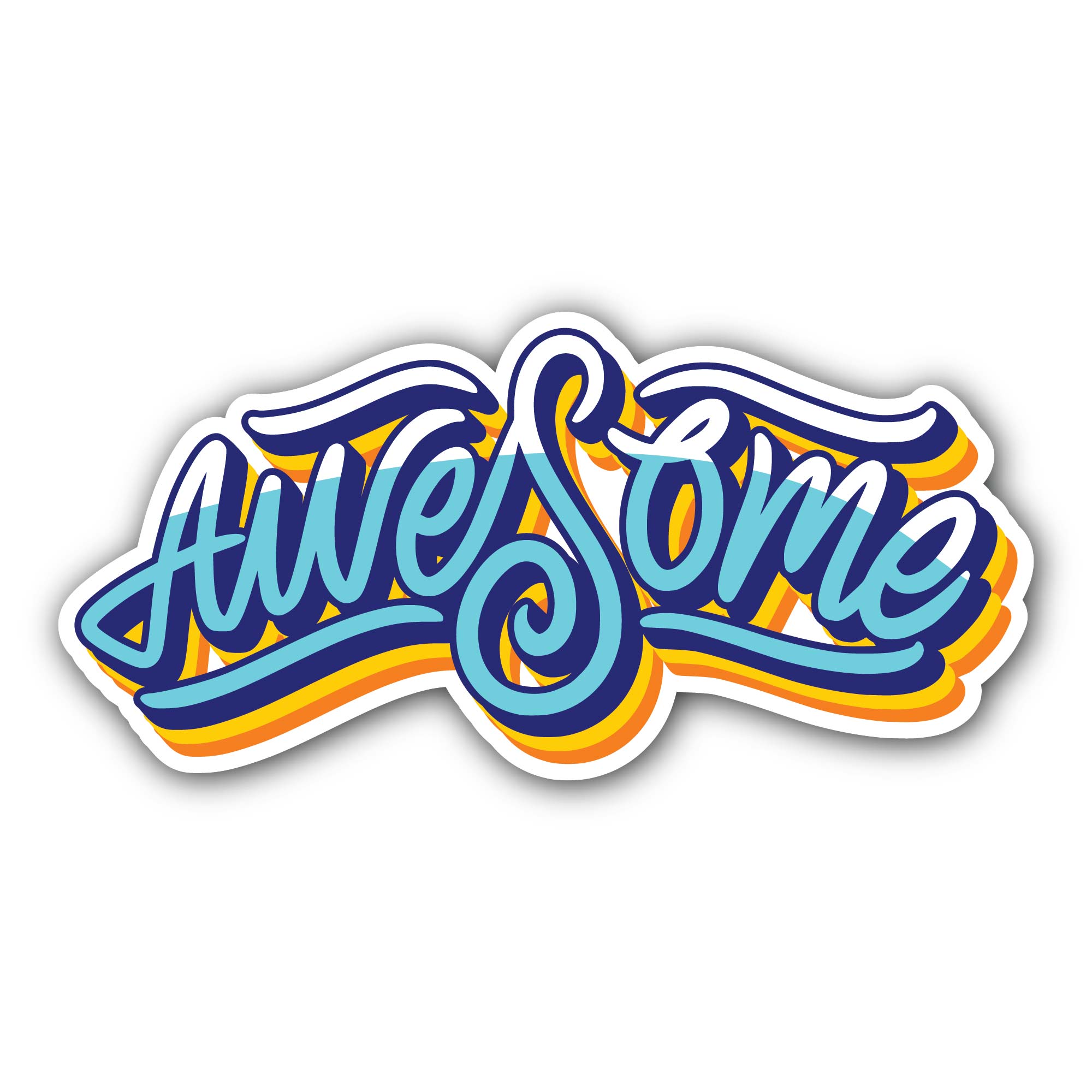 Awesome Sticker, Waterproof Vinyl Decal Sticker Indoor Or Outdoor 2 (Pieces) 3" and 5"