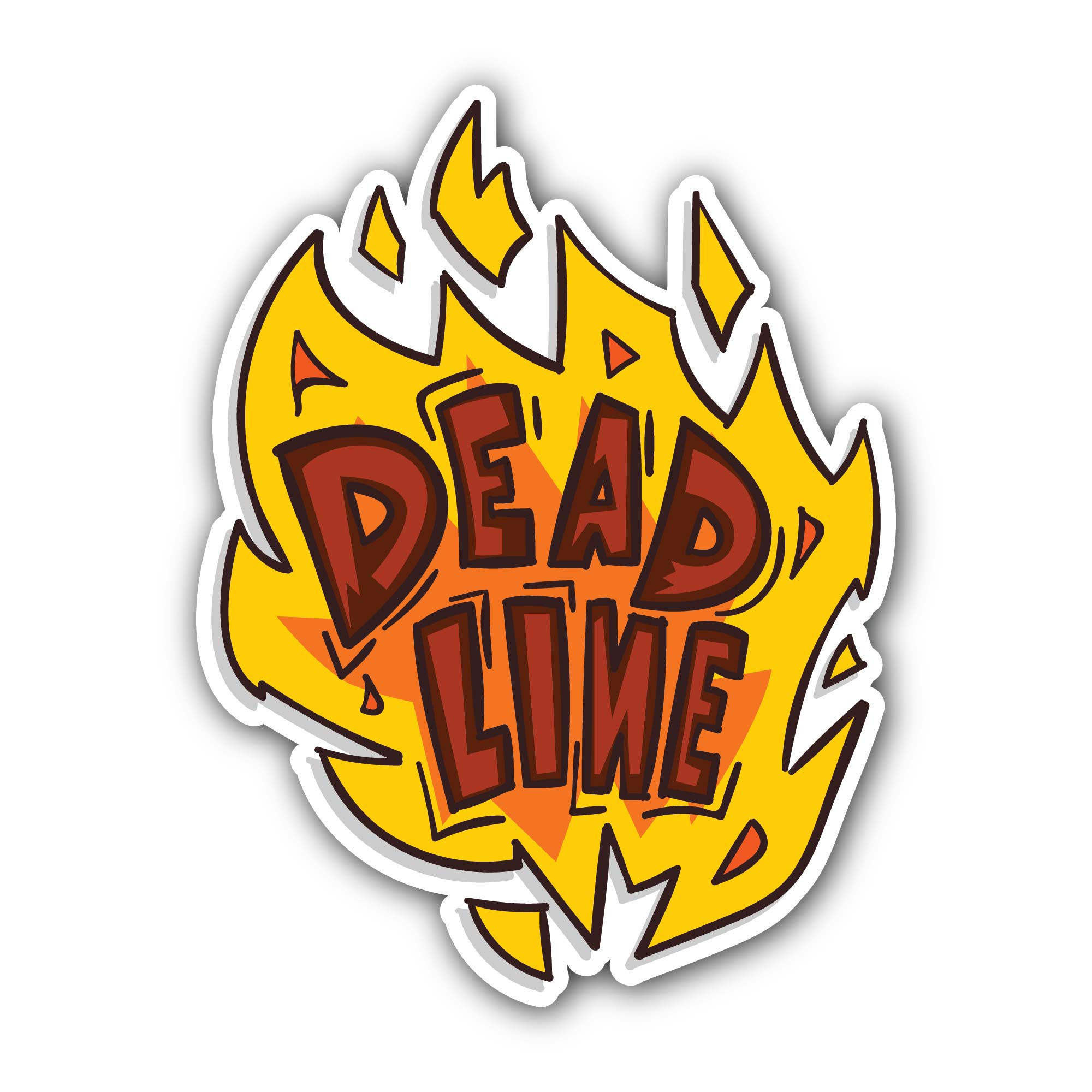 Deadline Word in the Fire Sticker, Waterproof Vinyl Decal Sticker Indoor Or Outdoor 2 (Pieces) 3" and 5"