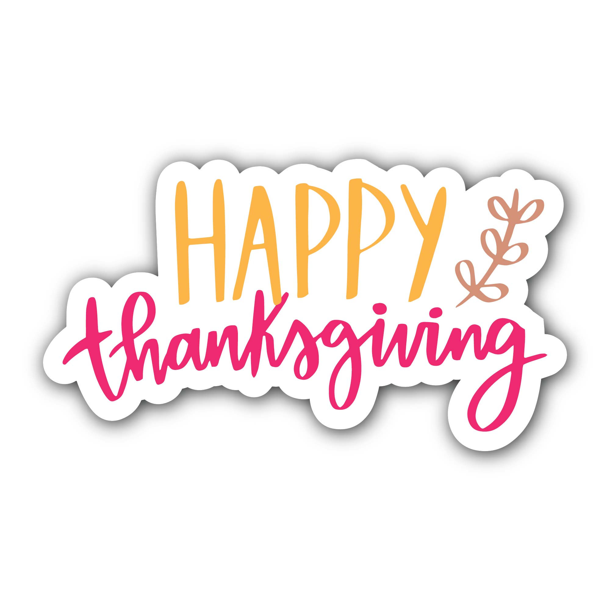 Happy Thanksgiving Sticker, Waterproof Vinyl Decal Sticker Indoor Or Outdoor 2 (Pieces) 3" and 5"