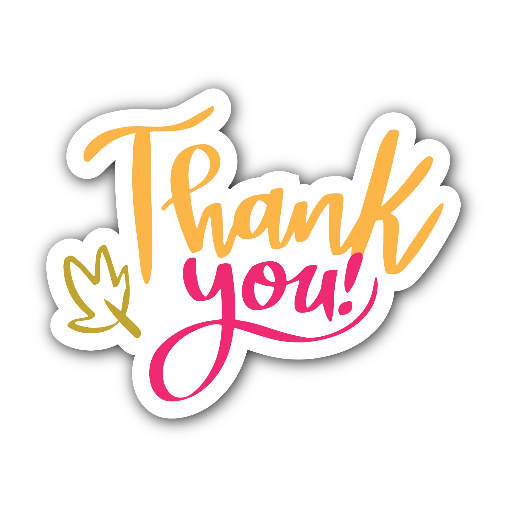 Thank you Sticker, Waterproof Vinyl Decal Sticker Indoor Or Outdoor 2 (Pieces) 3" and 5"