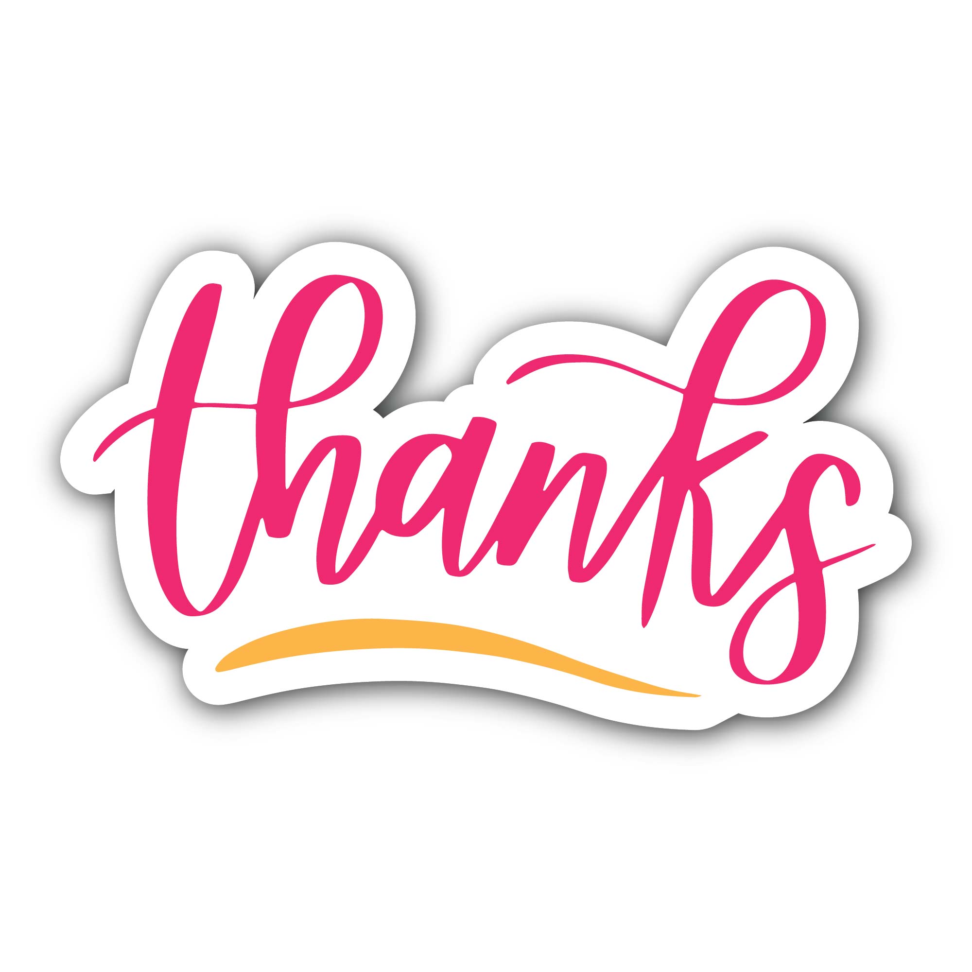 Pink Thanks Text Sticker, Waterproof Vinyl Decal Sticker Indoor Or Outdoor 2 (Pieces) 3" and 5"
